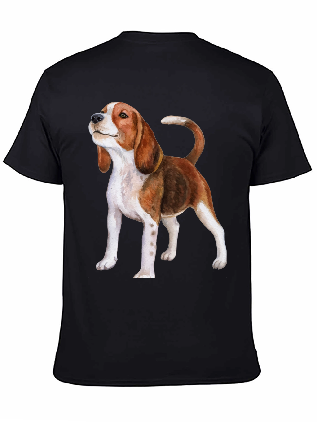 Black Beagle Dog Graphic Print Black T-Shirt view 4