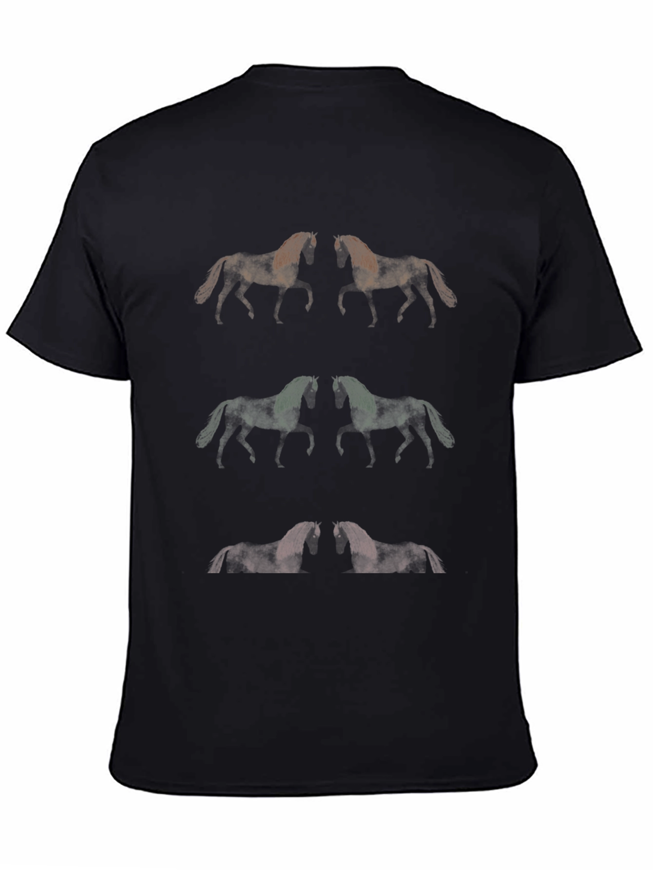 Black Horse Pattern Graphic Tee - Unique Men's T-Shirt view 4