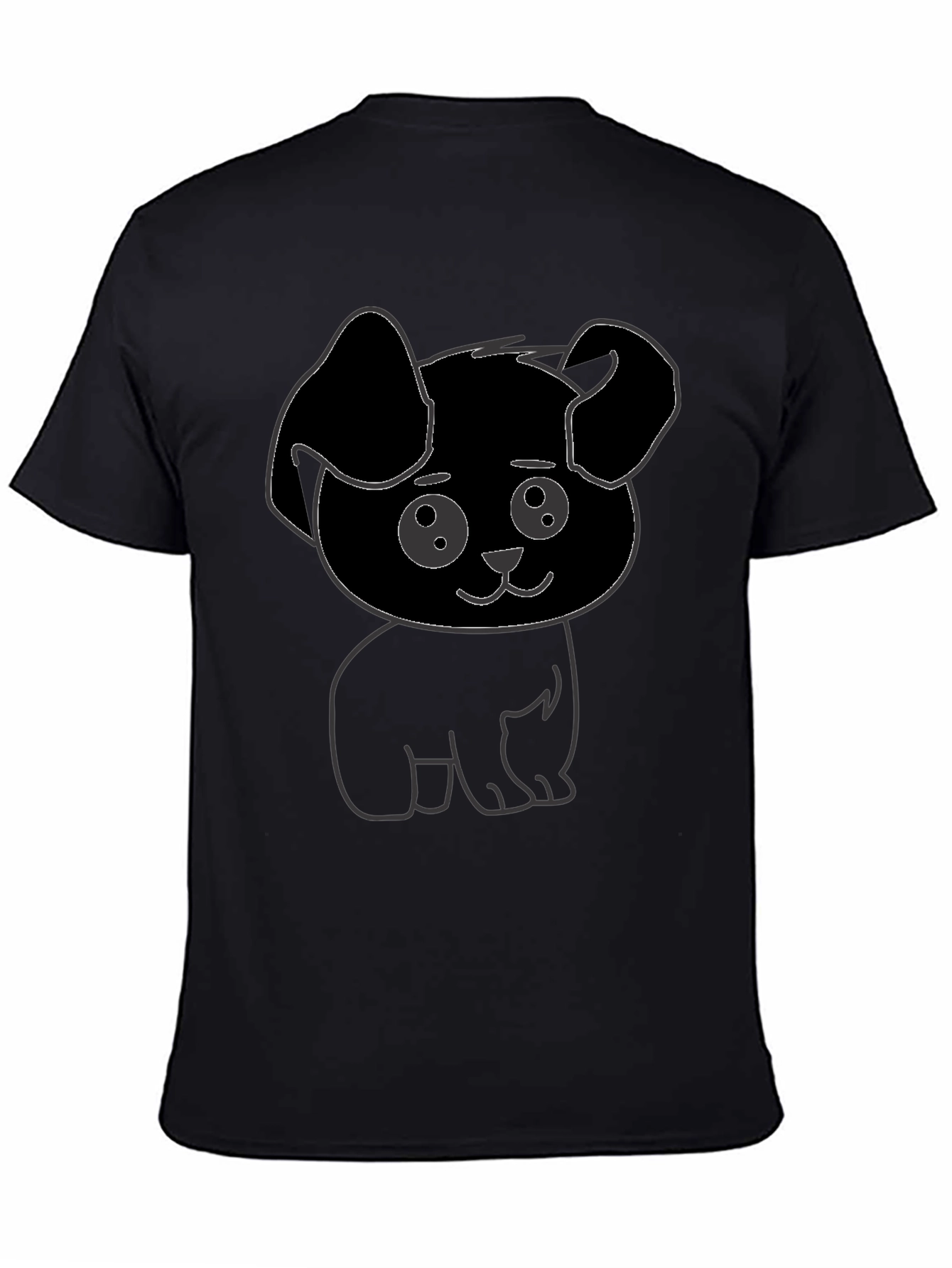 Black Cute Puppy Graphic Print Black T-Shirt view 4