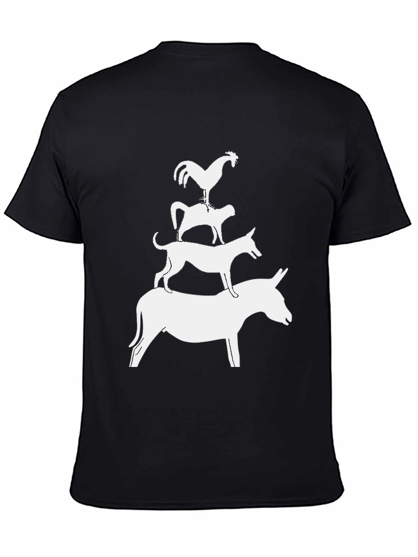 Black Bremen Town Musicians Graphic T-Shirt - Stacked Animal Tee view 4