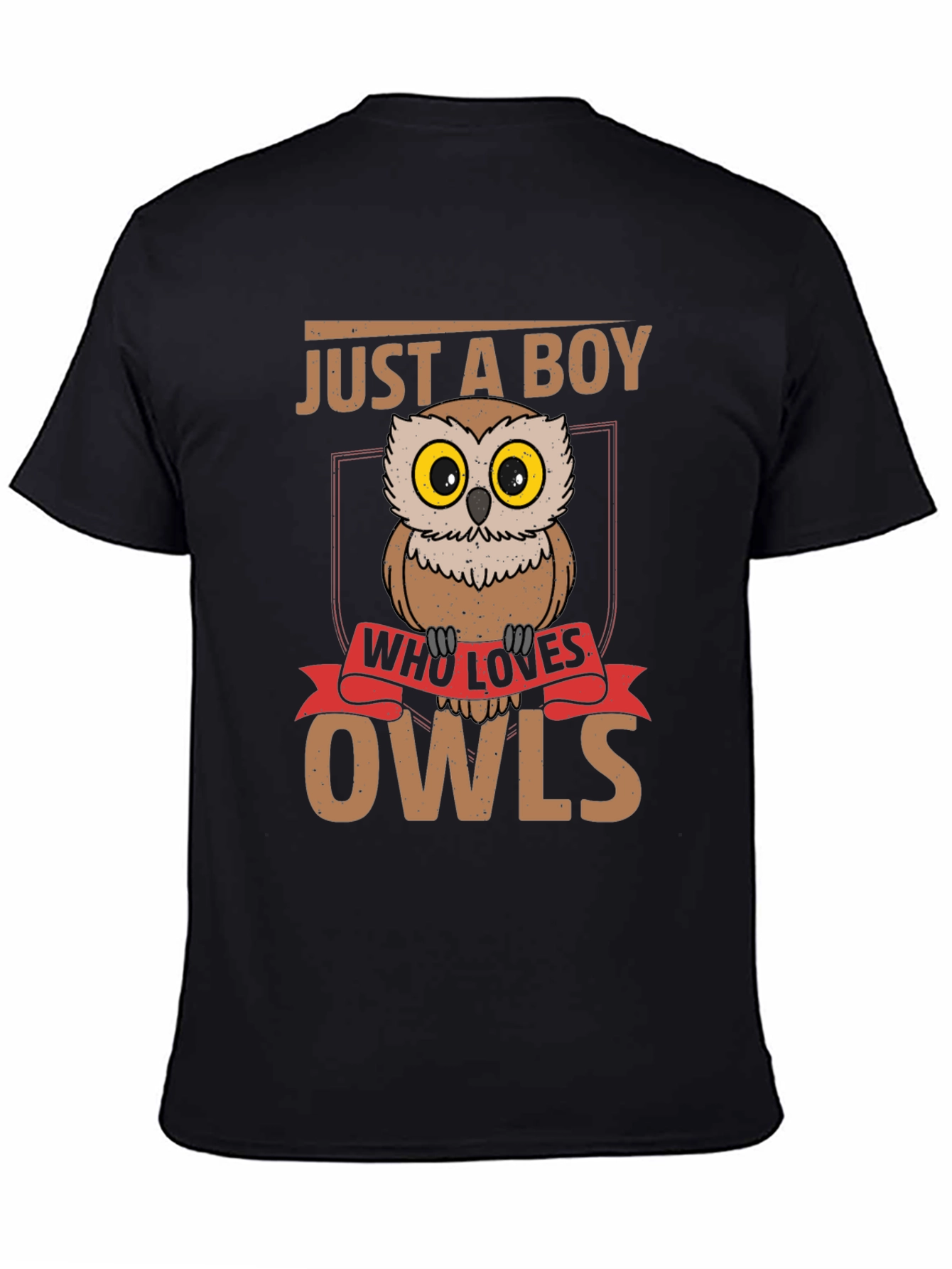 Black Just A Boy Who Loves Owls T-Shirt view 4