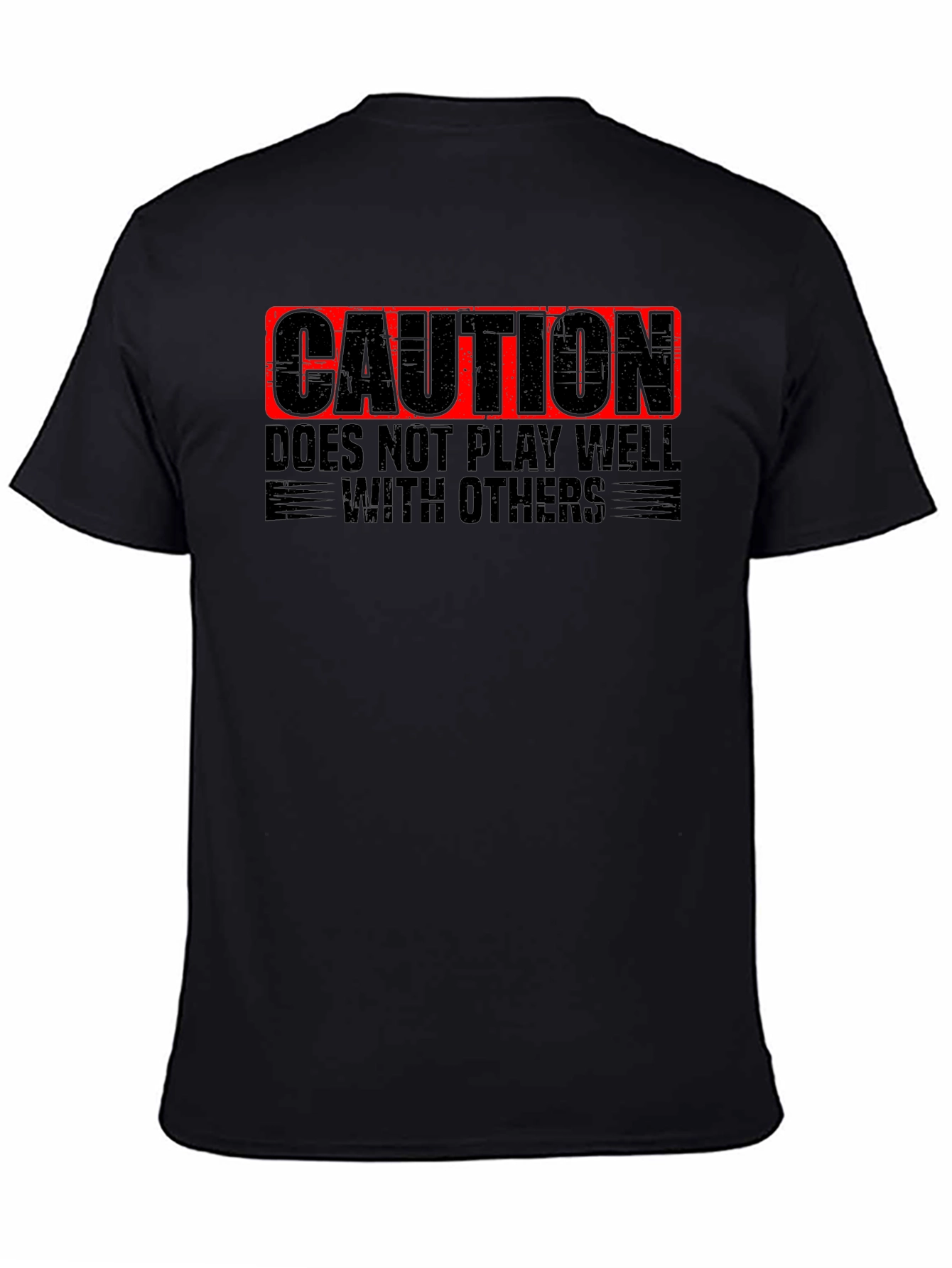 Black Caution: Doesn't Play Well with Others - Novelty T-Shirt view 4