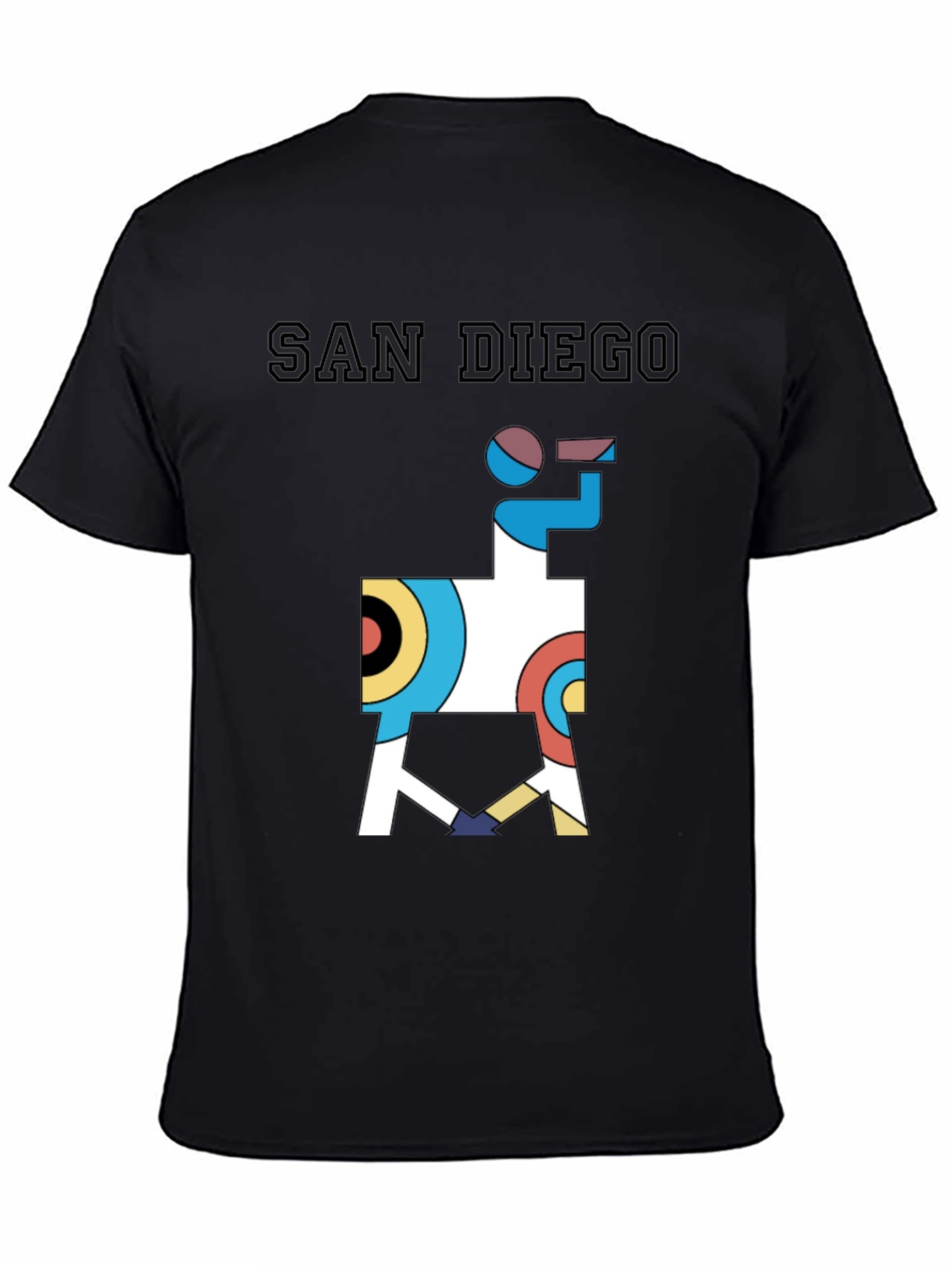 Black San Diego Graphic Tee - Abstract Geometric Llama Shirt view 4