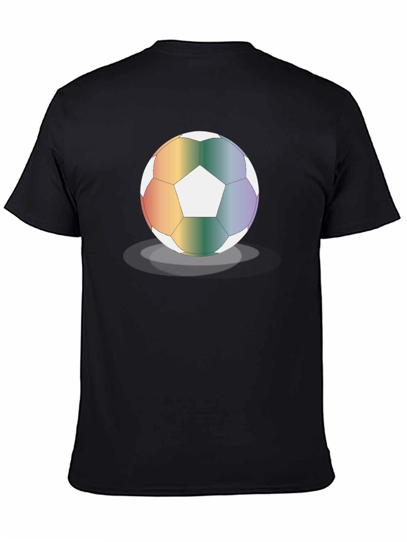 Black Rainbow Soccer Ball Graphic Tee - Stylish & Unique view 4