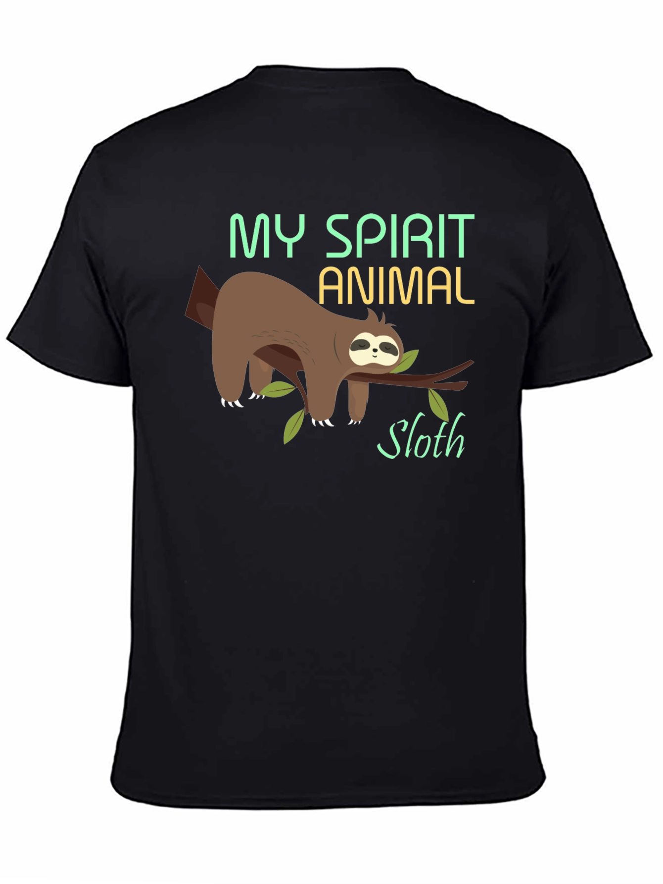 Black My Spirit Animal Sloth T-Shirt - Funny Lazy Tee view 4