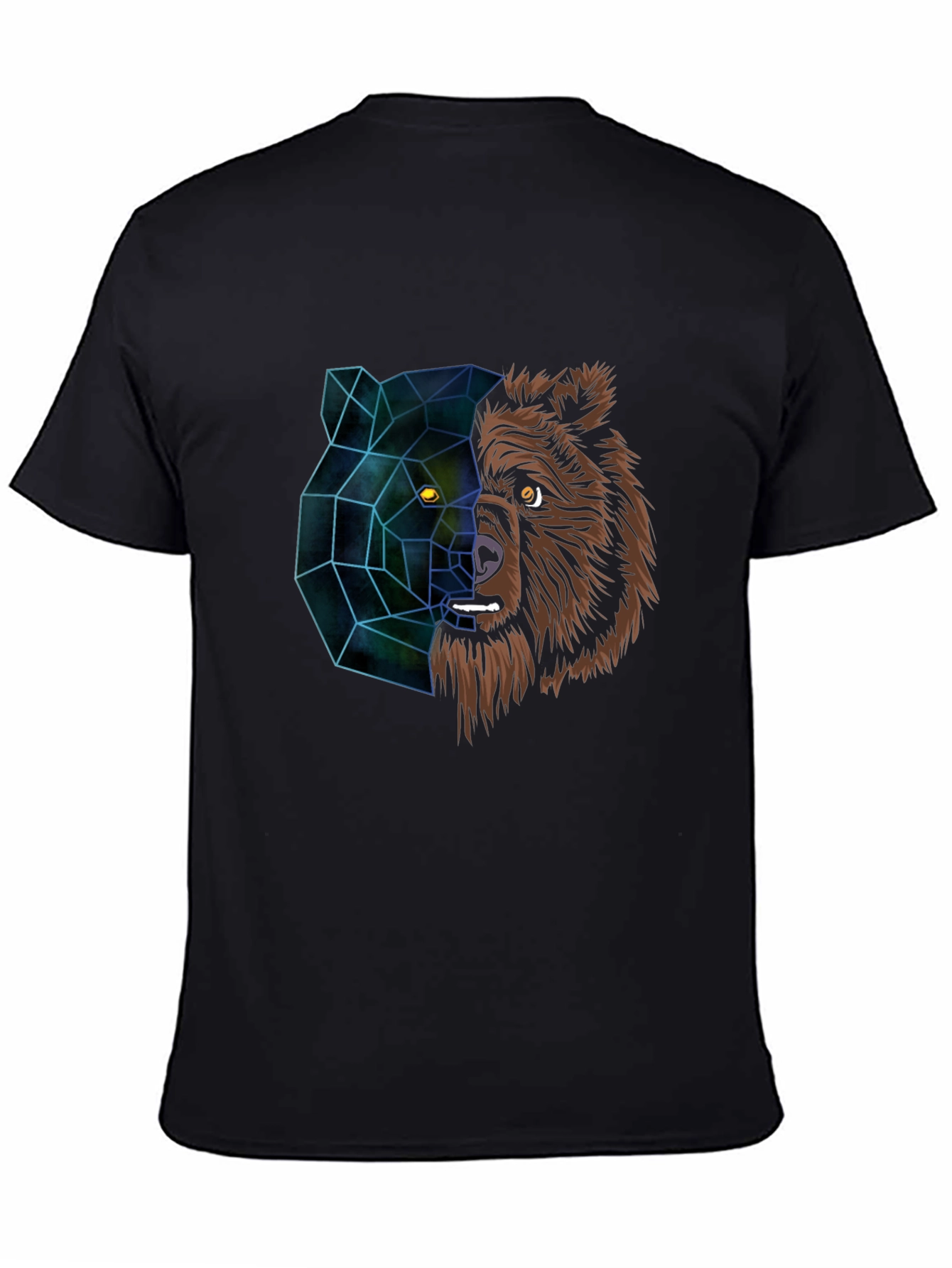 Black Geometric Bear Graphic Tee - Modern Animal Design view 4