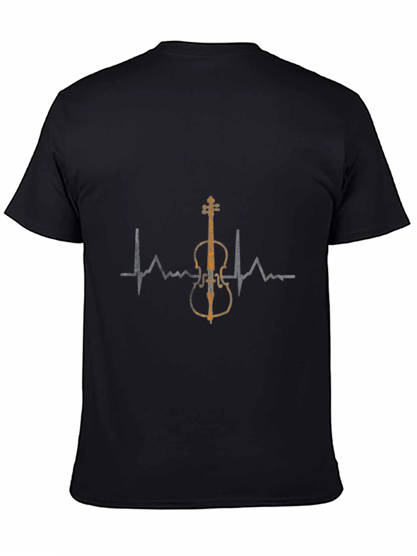 Black Musical Heartbeat T-Shirt - Black, Cello Design view 4