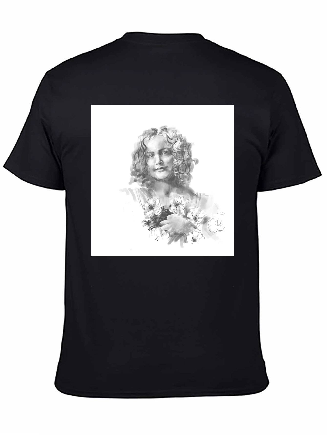 Black Artistic Woman Portrait Black T-Shirt view 4