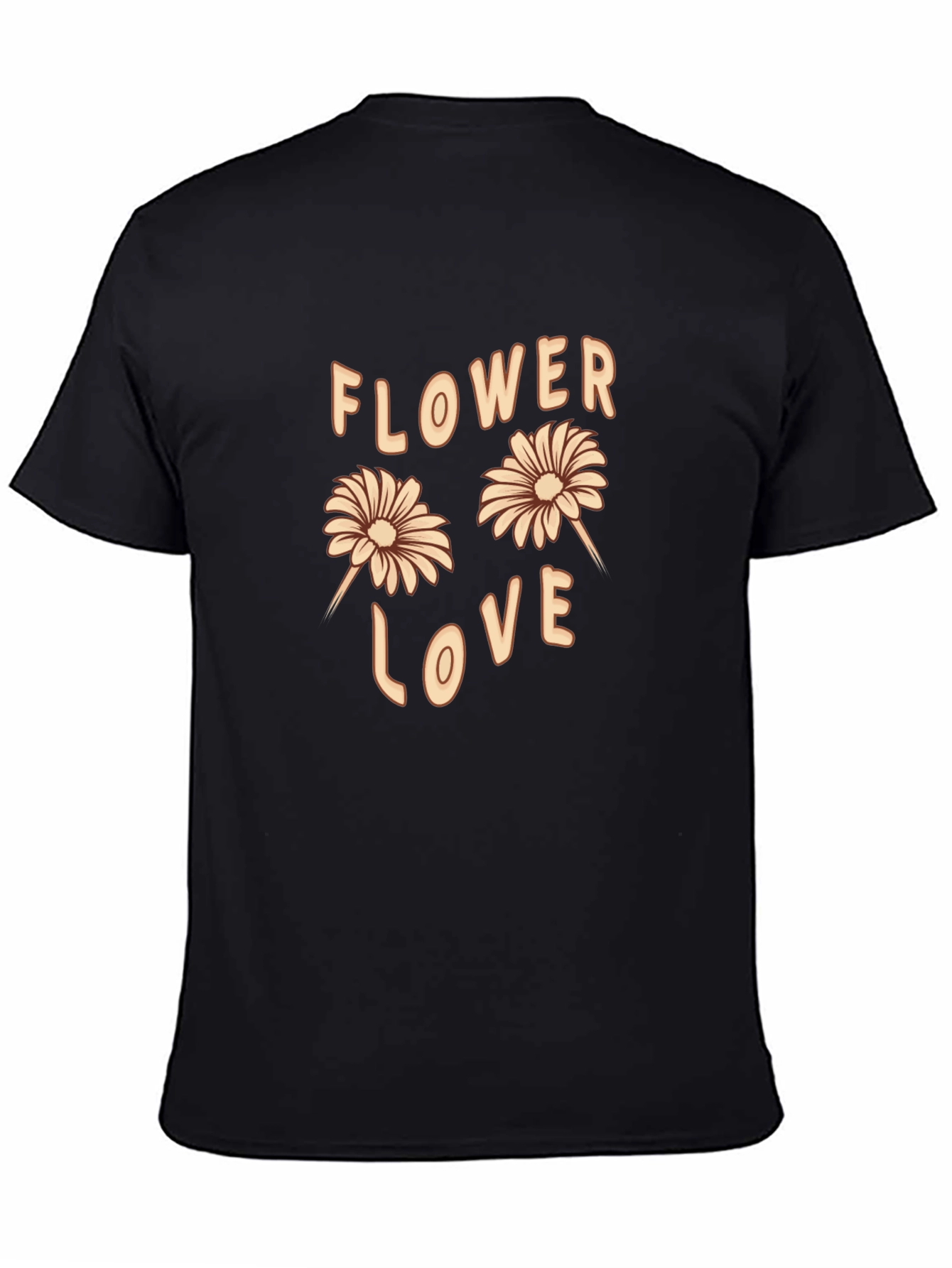 Black Flower Love Graphic Tee - Trendy Casual T-Shirt view 4