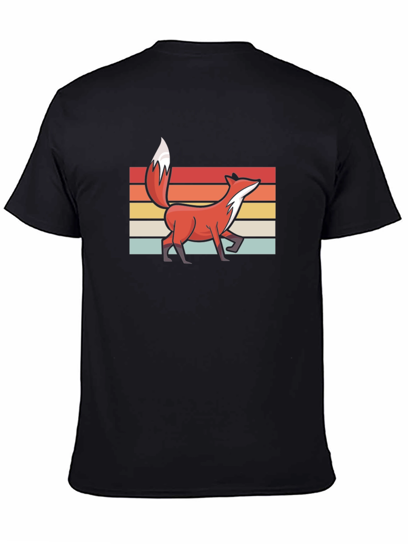 Black Retro Fox Graphic Tee - Stylish Black T-Shirt view 4