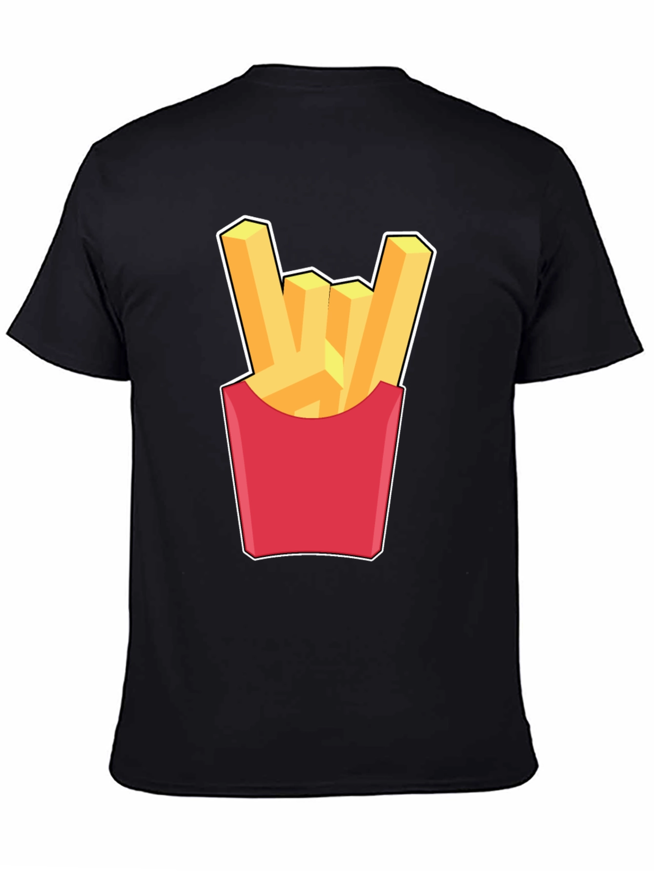 Black French Fries Rock On Graphic T-Shirt - Black view 4