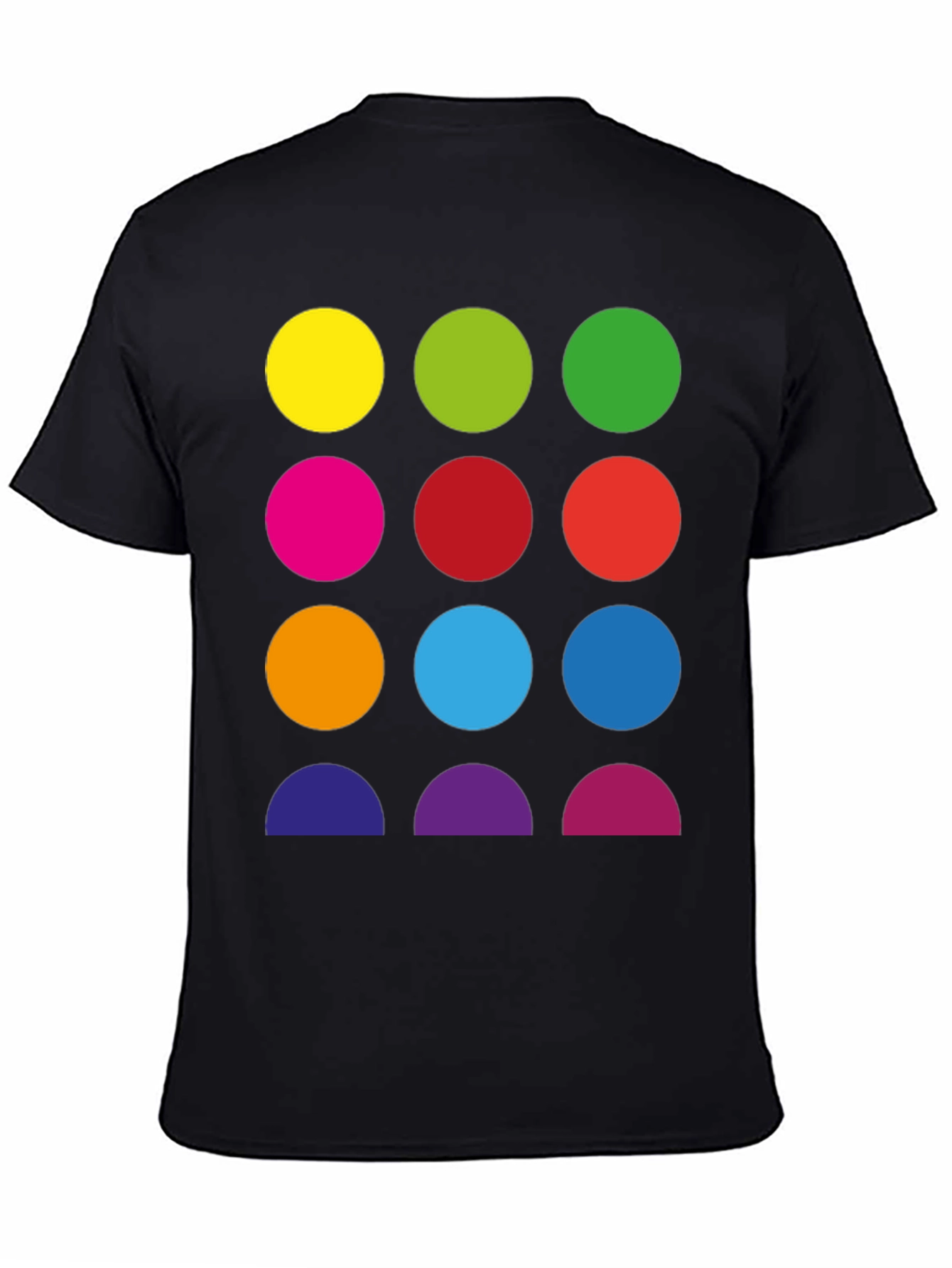 Black Colorful Circles Graphic Black Tee - Modern Art Shirt view 4