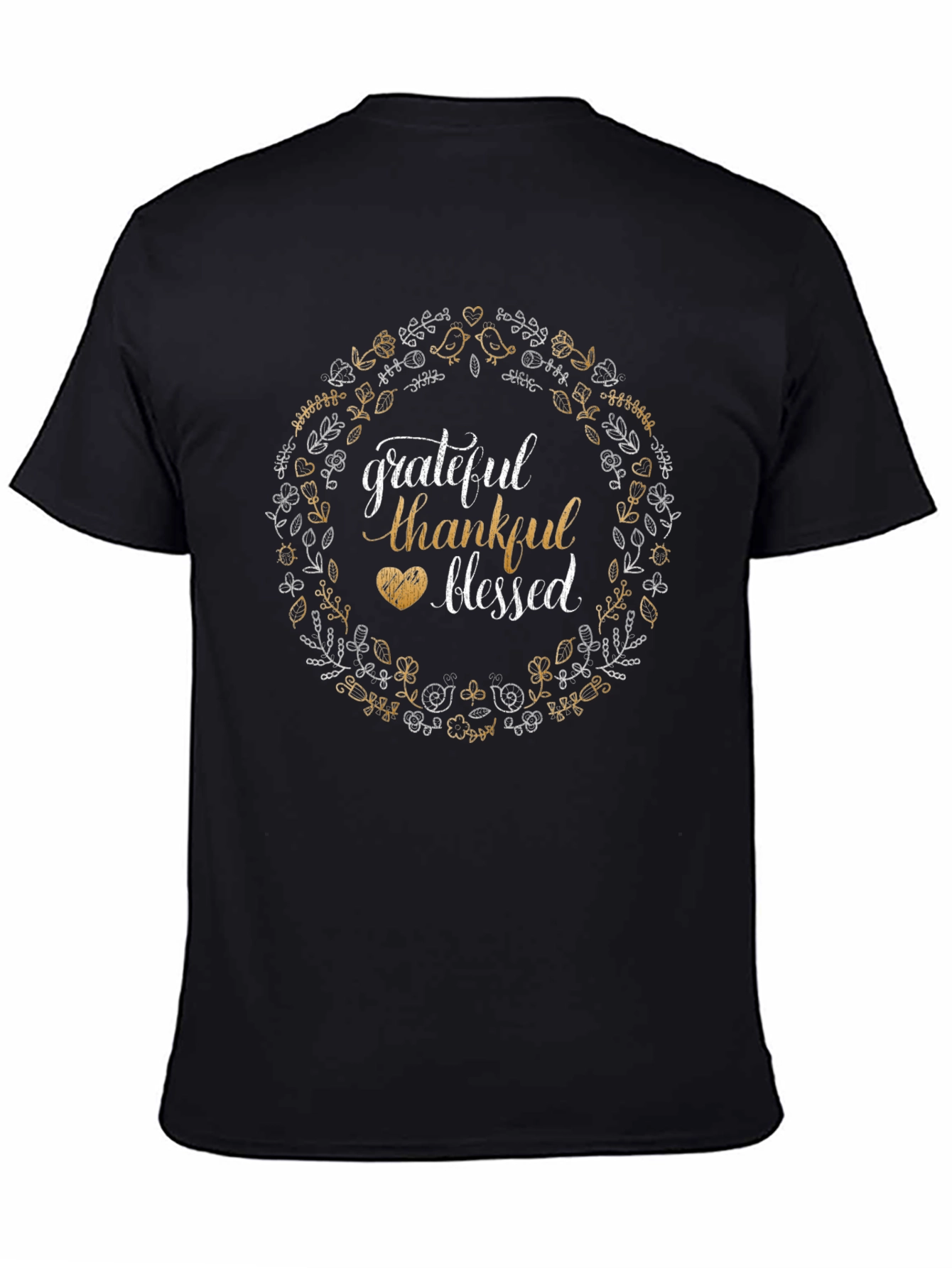 Black Grateful Thankful Blessed Black T-Shirt view 4