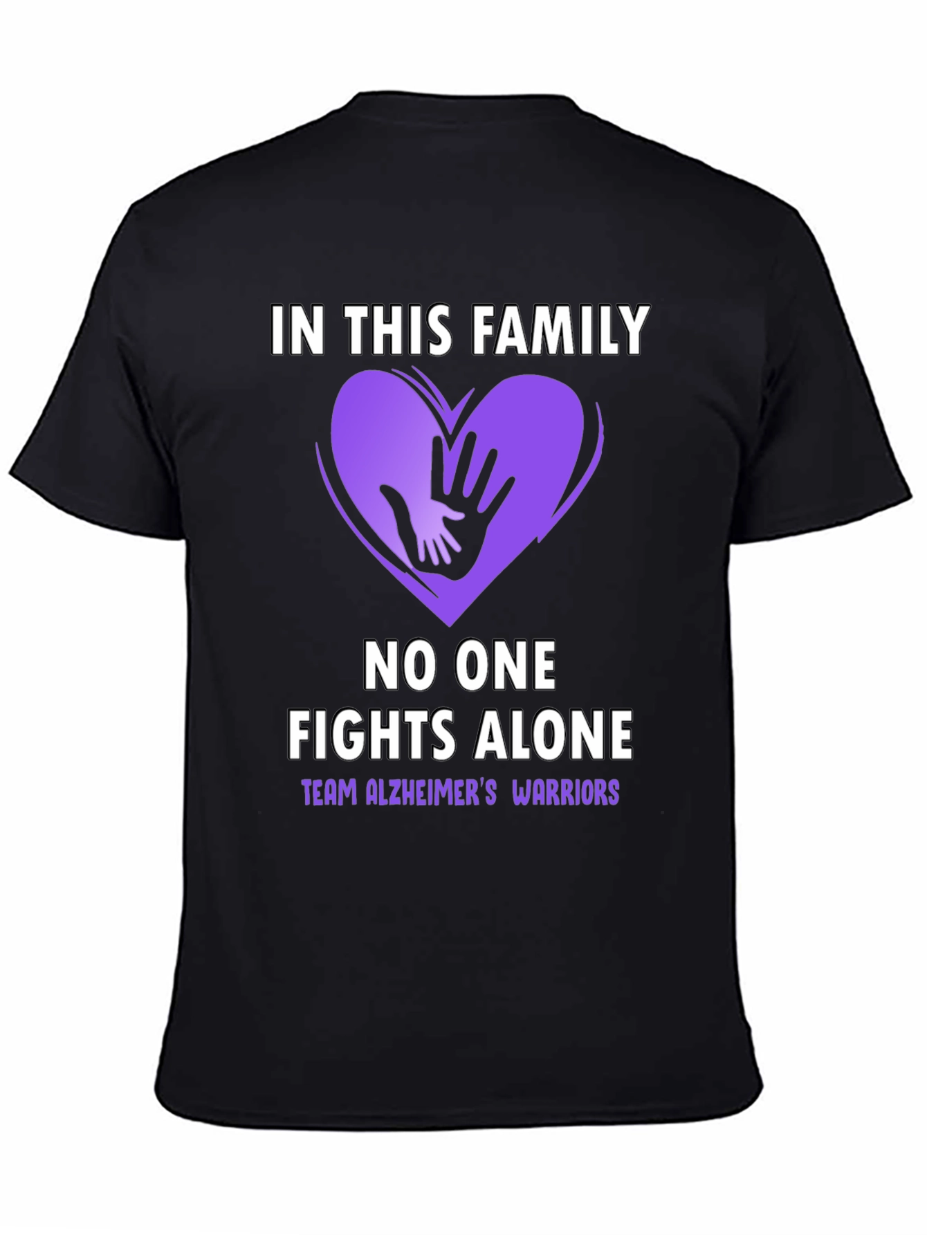 Black Alzheimer's Awareness T-Shirt - In This Family No One Fights Alone view 4