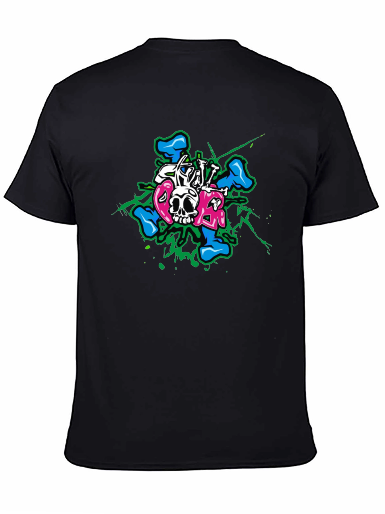 Black Edgy Skull Bones Graphic T-Shirt view 4