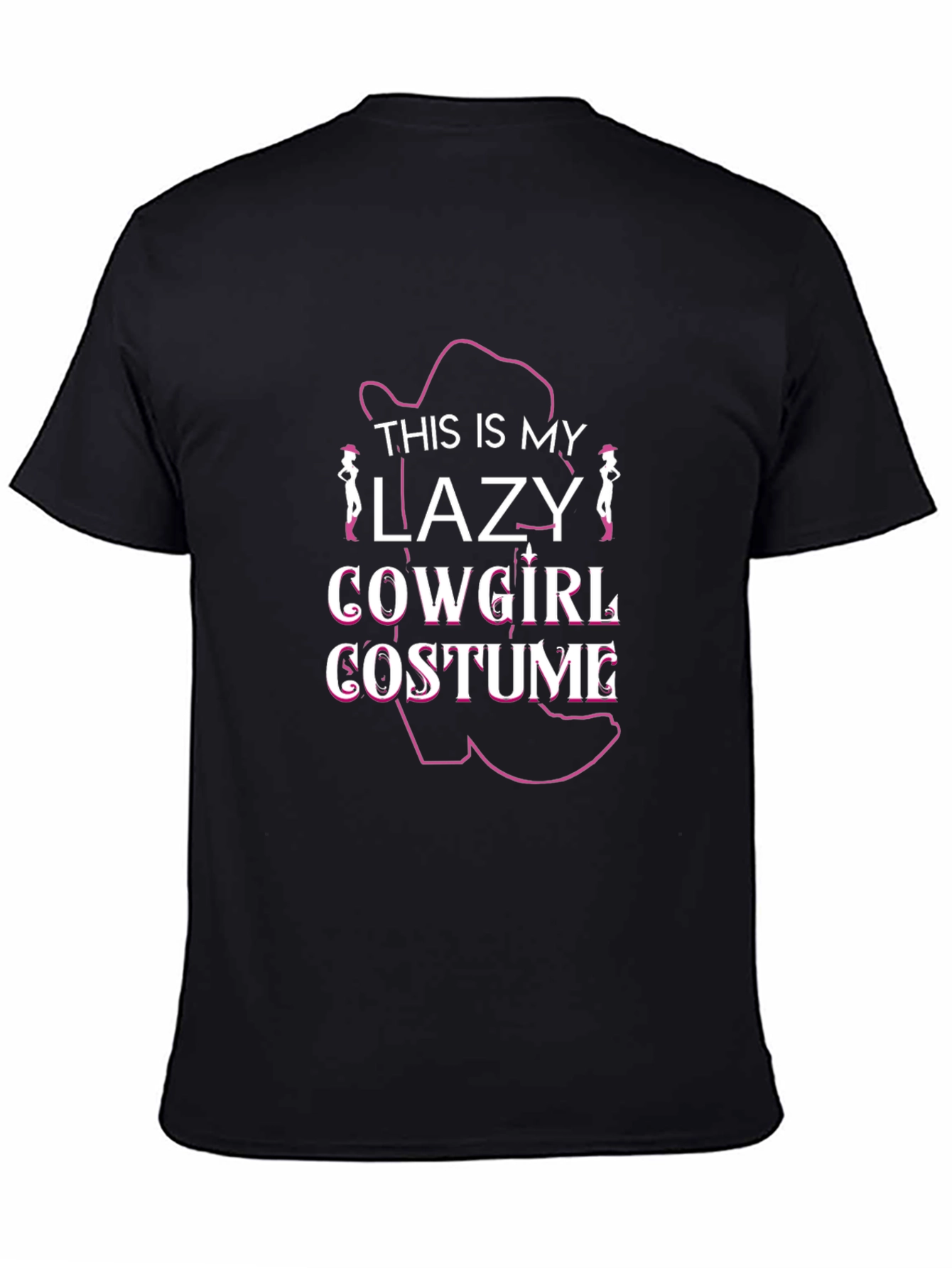 Black Lazy Cowgirl Costume T-Shirt - Funny Halloween Tee view 4