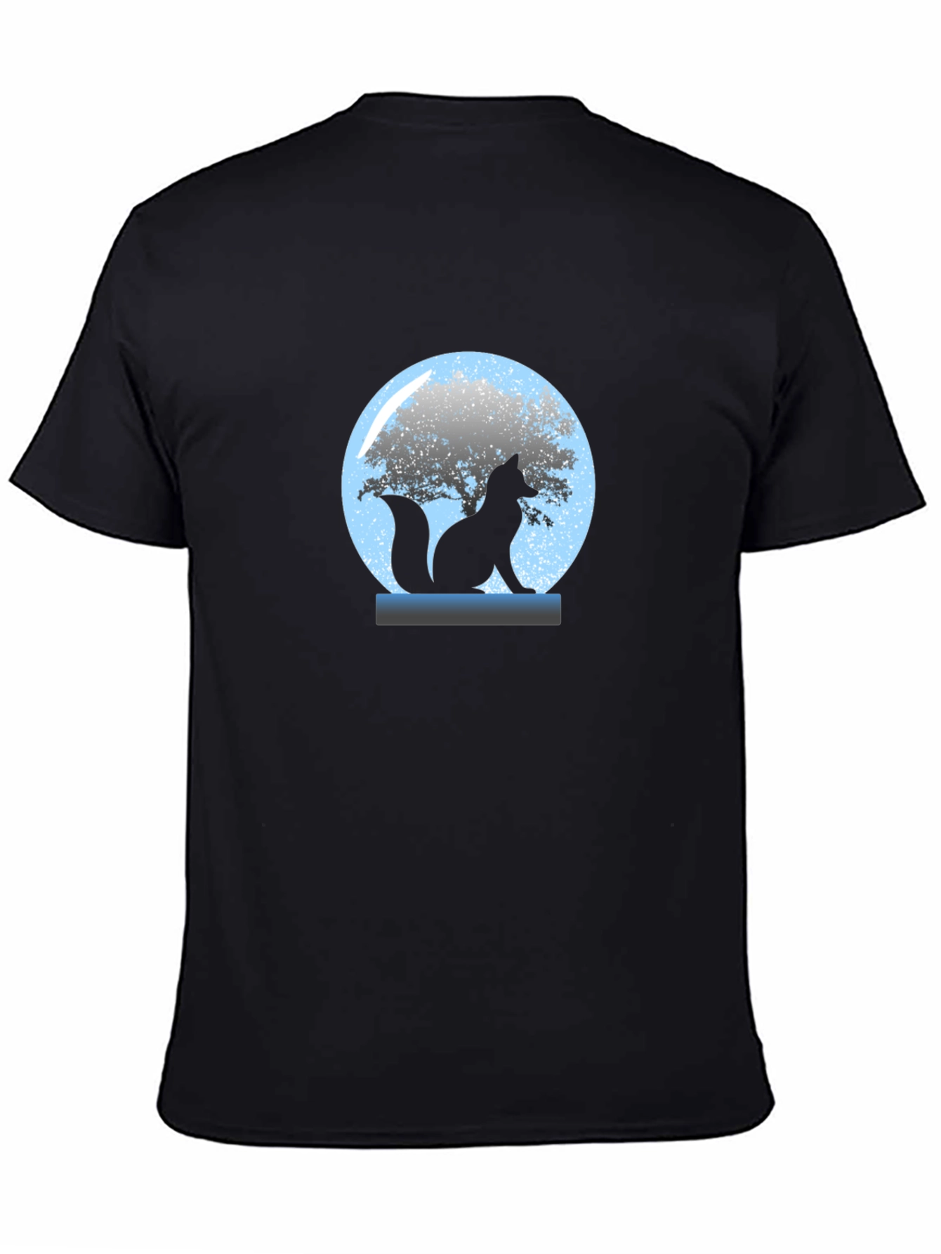 Black Fox in Snow Globe Graphic Tee - Black view 4