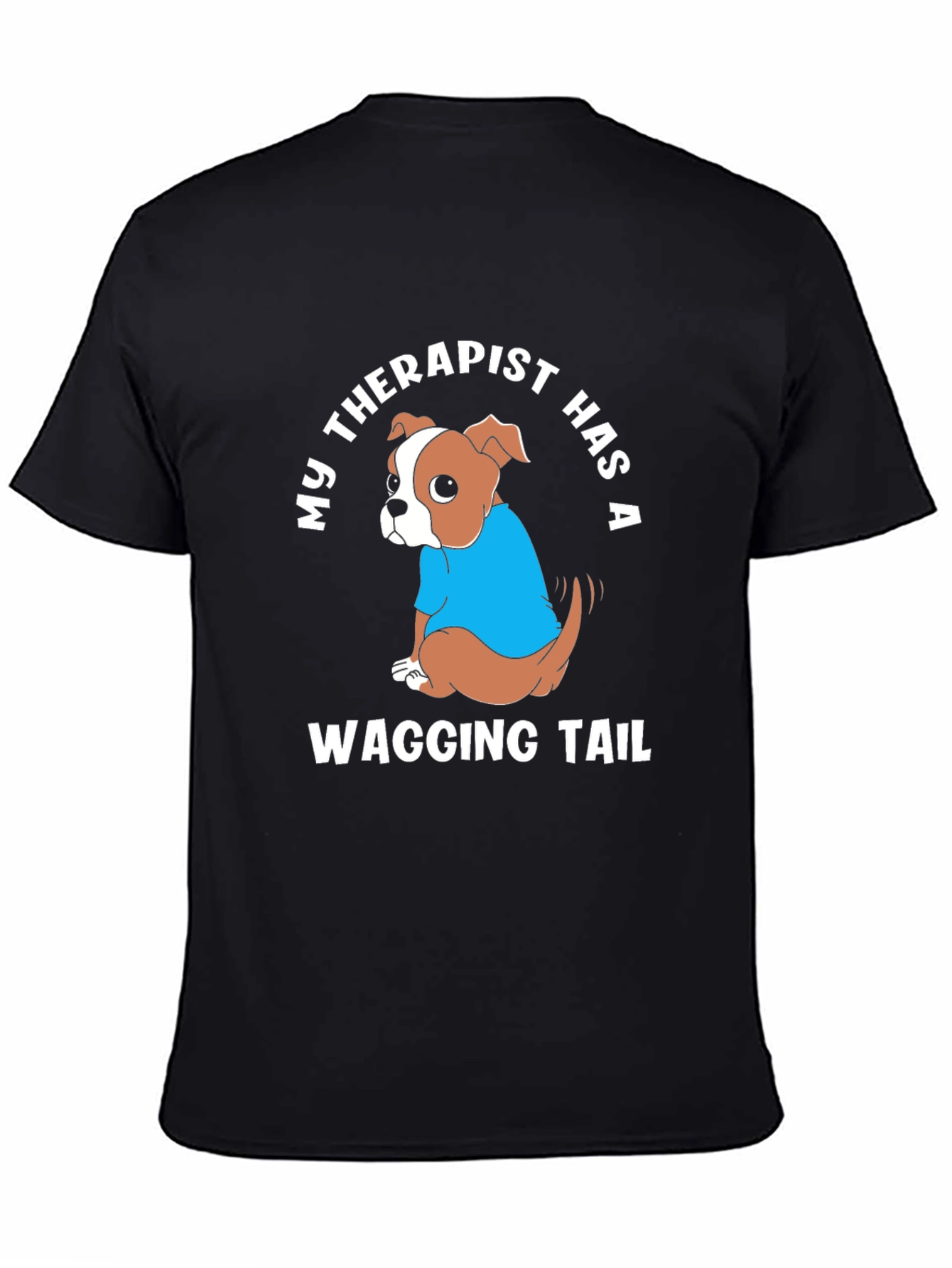 Black Dog Therapist T-Shirt: Wagging Tail Design, Cute Tee view 4