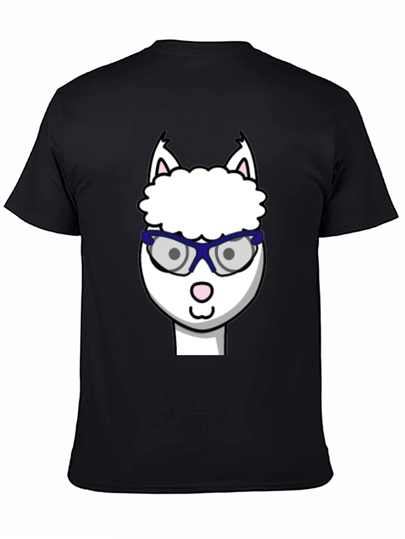 Black Alpaca with Glasses Graphic Tee - Funny Animal T-Shirt view 4