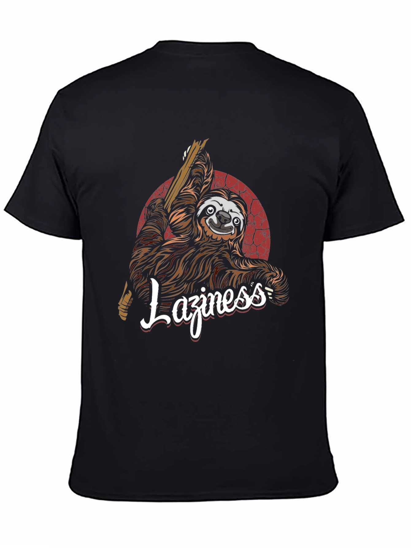 Black Funny Sloth 'Laziness' Graphic T-Shirt view 4