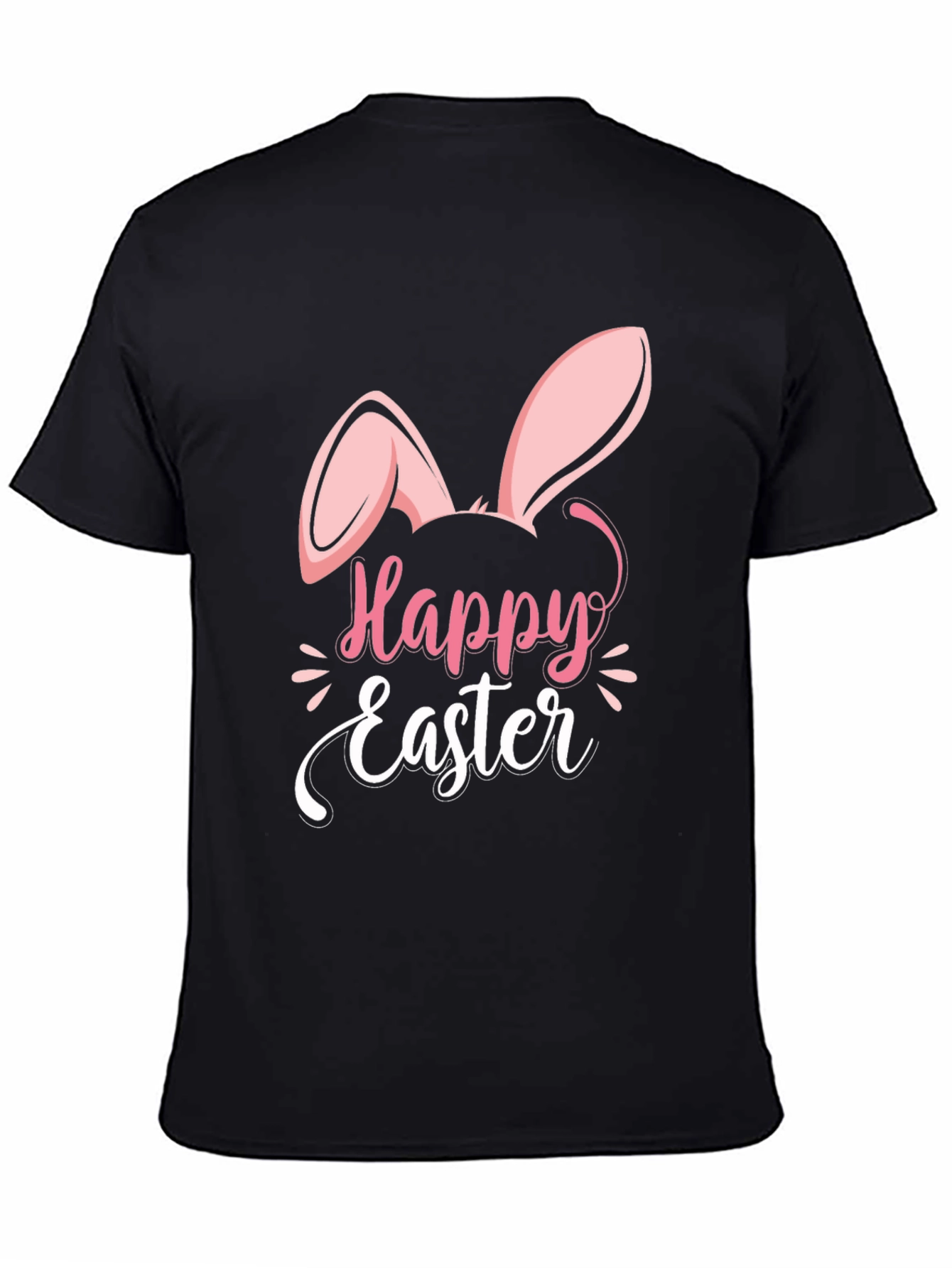 Black Happy Easter Bunny Ears T-Shirt view 4