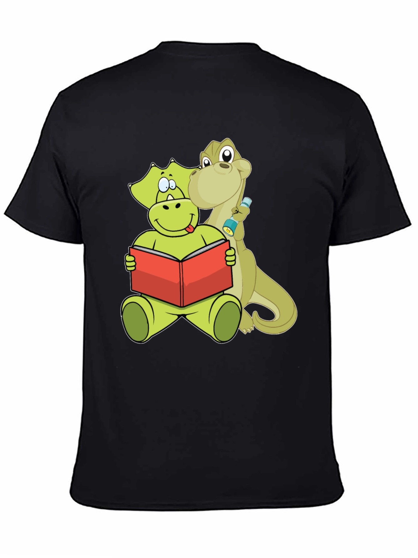 Black Dinosaur Reading Book Graphic Tee view 4