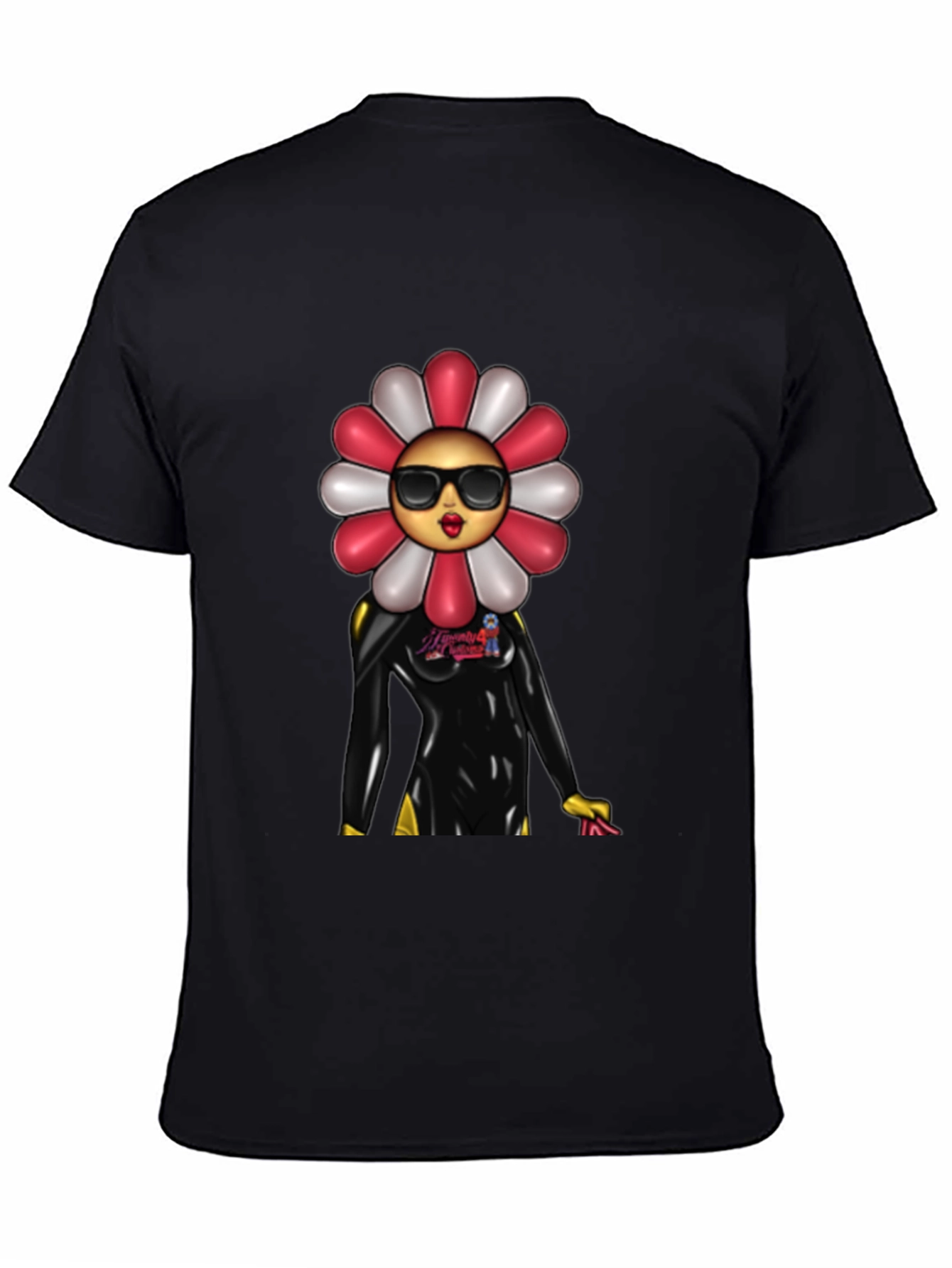Black Funky Flower Power T-Shirt view 4