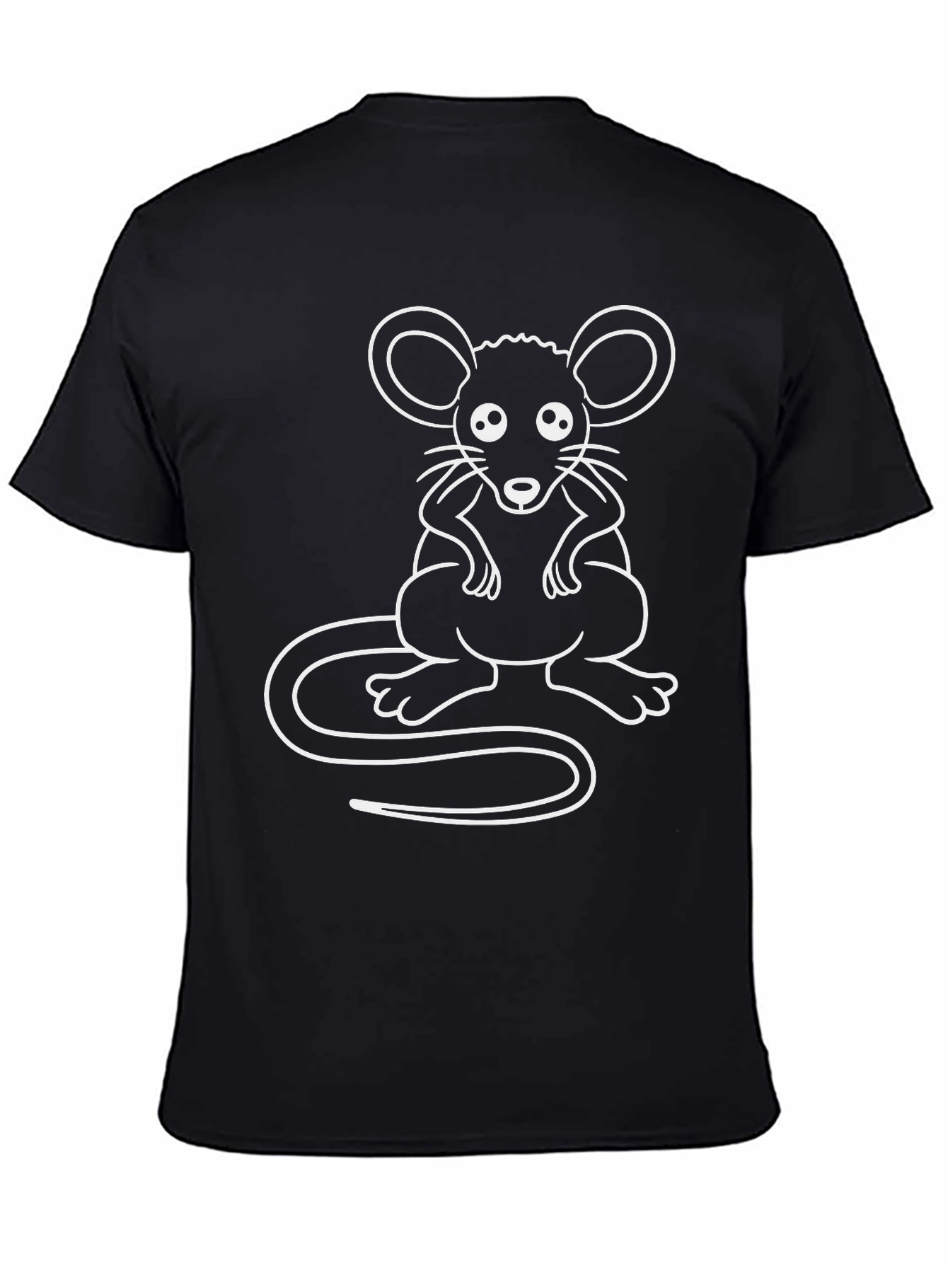 Black Cute Mouse Graphic T-Shirt - Black Cotton Blend view 4