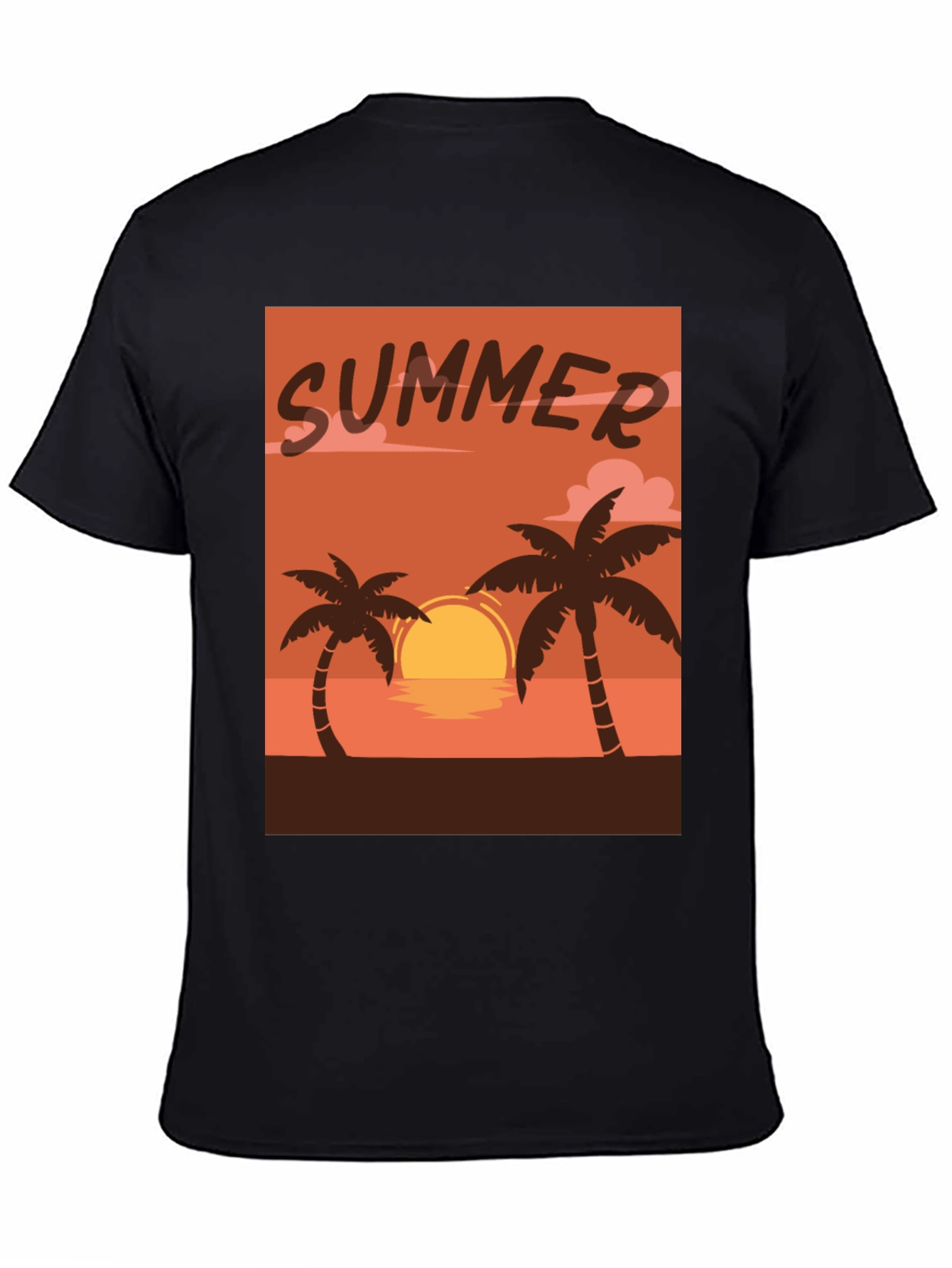 Black Summer Sunset Palm Tree T-Shirt view 4
