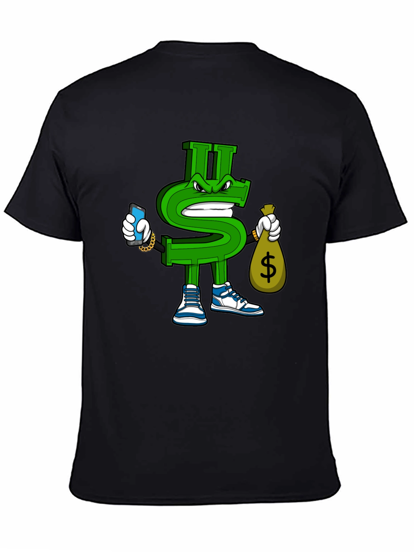 Black Dollar Sign Graphic T-Shirt - Streetwear Style view 4