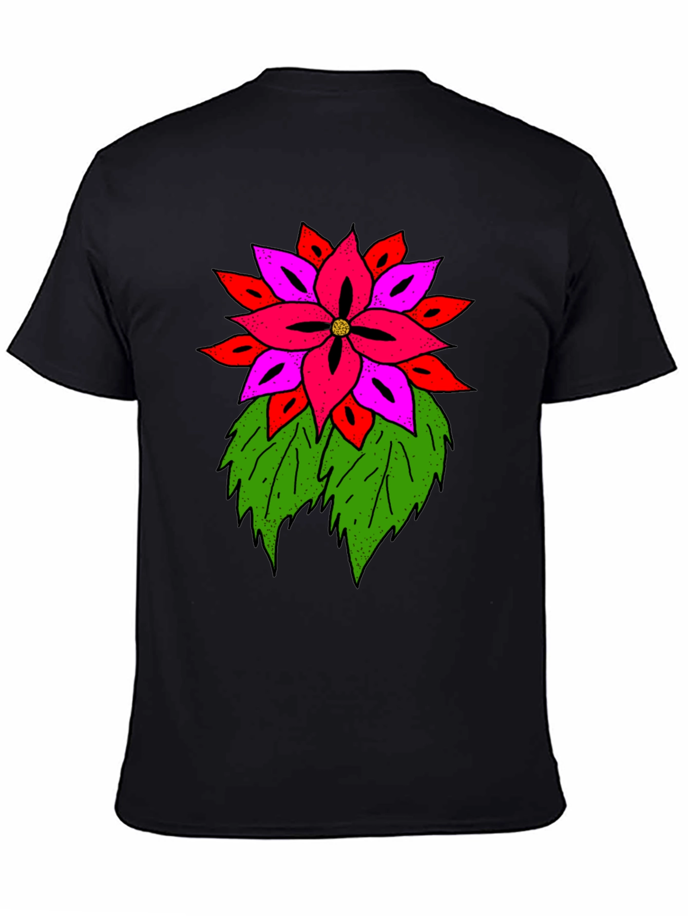 Black Floral Graphic Print Black T-Shirt view 4