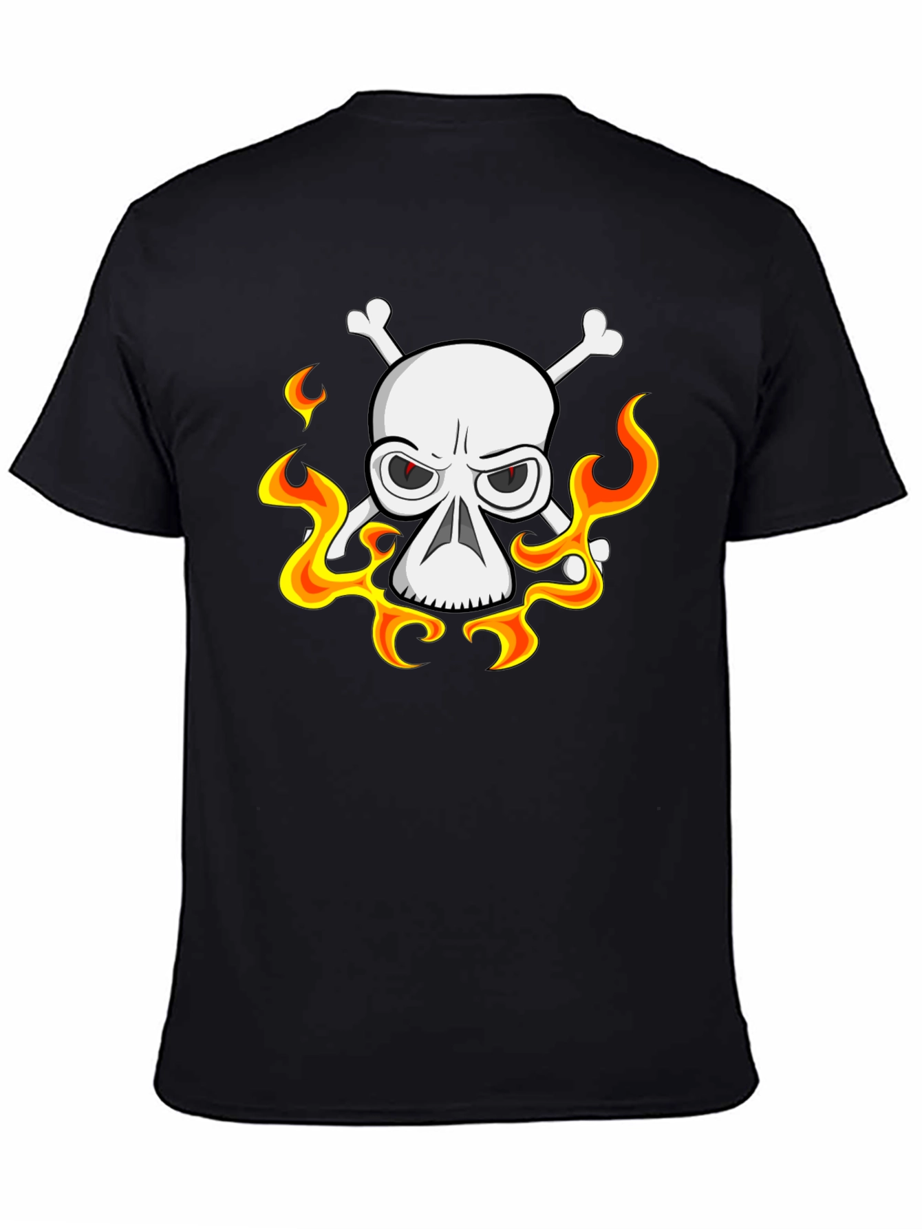 Black Skull & Crossbones Graphic Tee - Black Cotton T-Shirt view 4