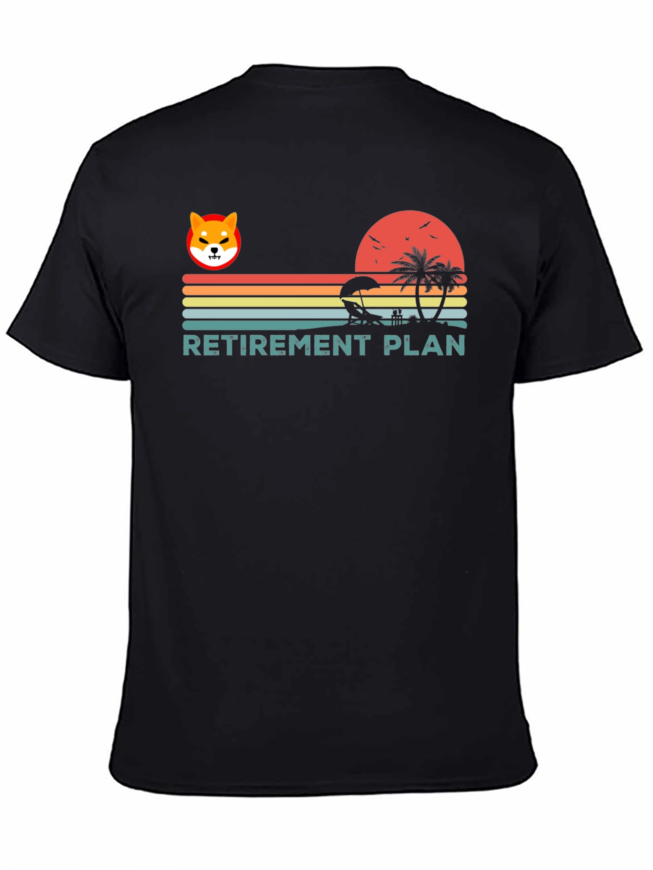 Black Retirement Plan Shiba Inu Beach T-Shirt view 4