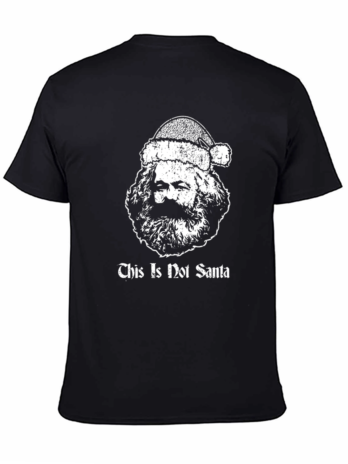 Black Marx Santa Black T-Shirt -  Holiday Humor Tee view 4