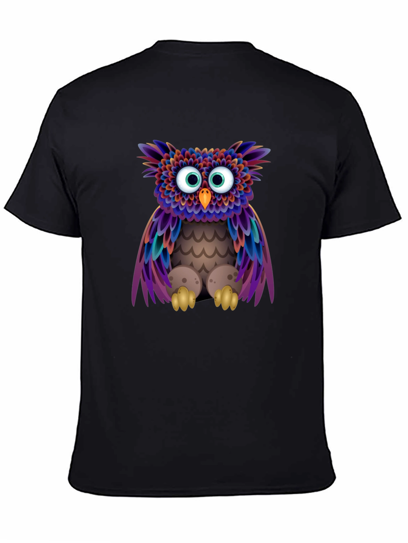 Black Owl Graphic Print Black T-Shirt view 4