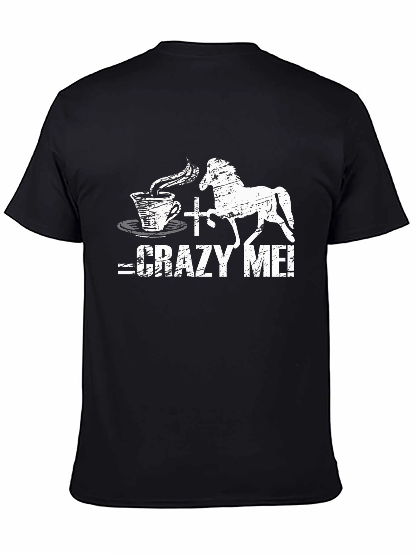 Black Crazy Coffee & Horse T-Shirt | Novelty Graphic Tee view 4