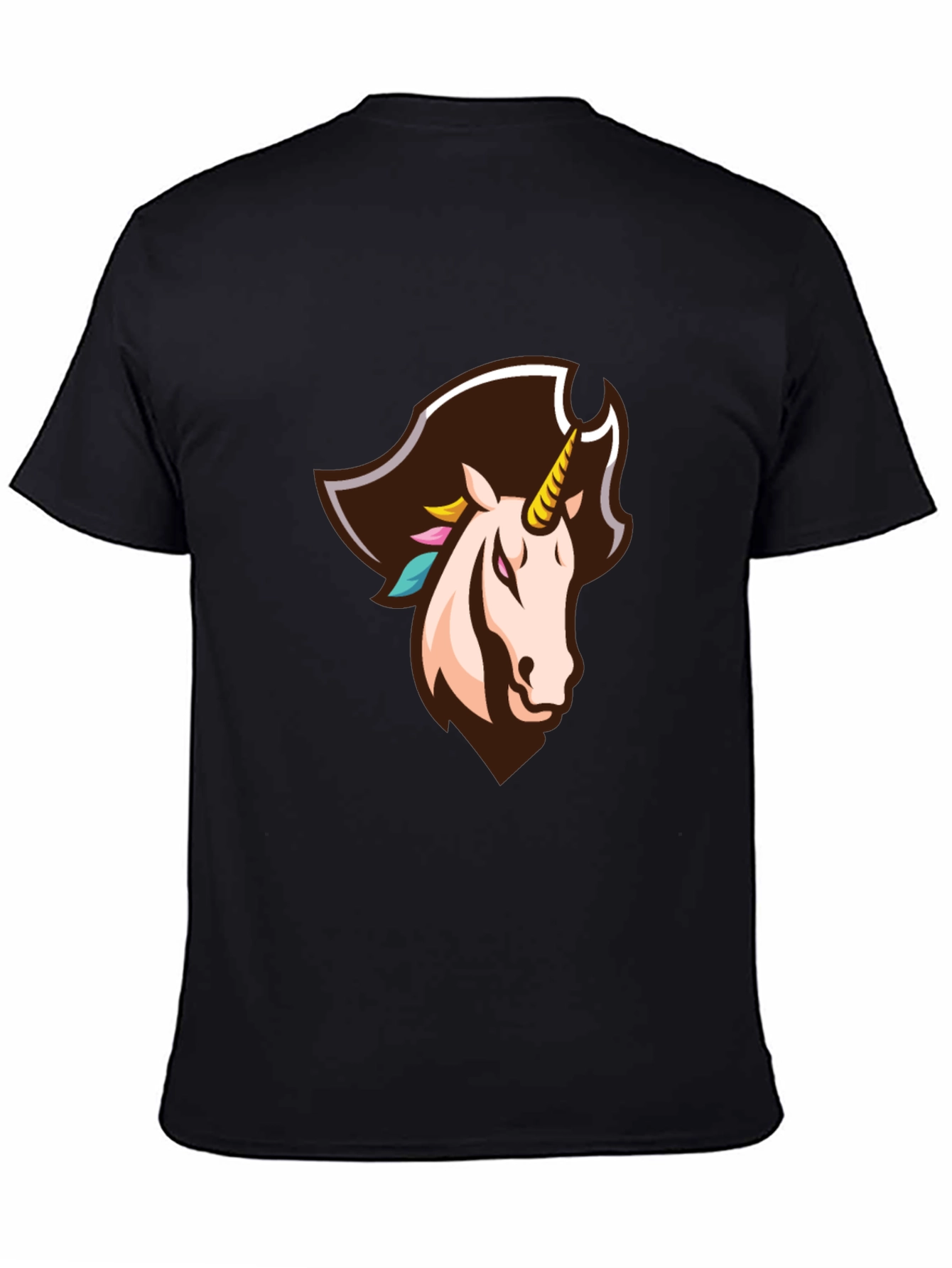 Black Pirate Unicorn Graphic Tee - Black Cotton T-Shirt view 4
