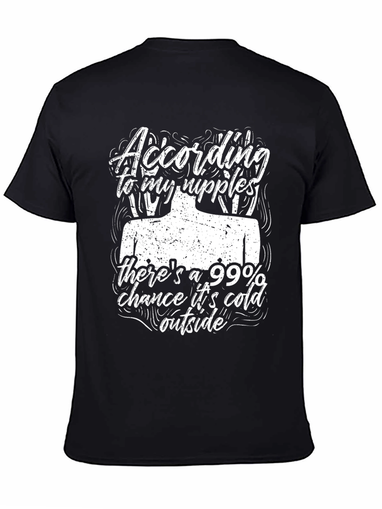 Black Funny Nipple Cold Weather T-Shirt view 4