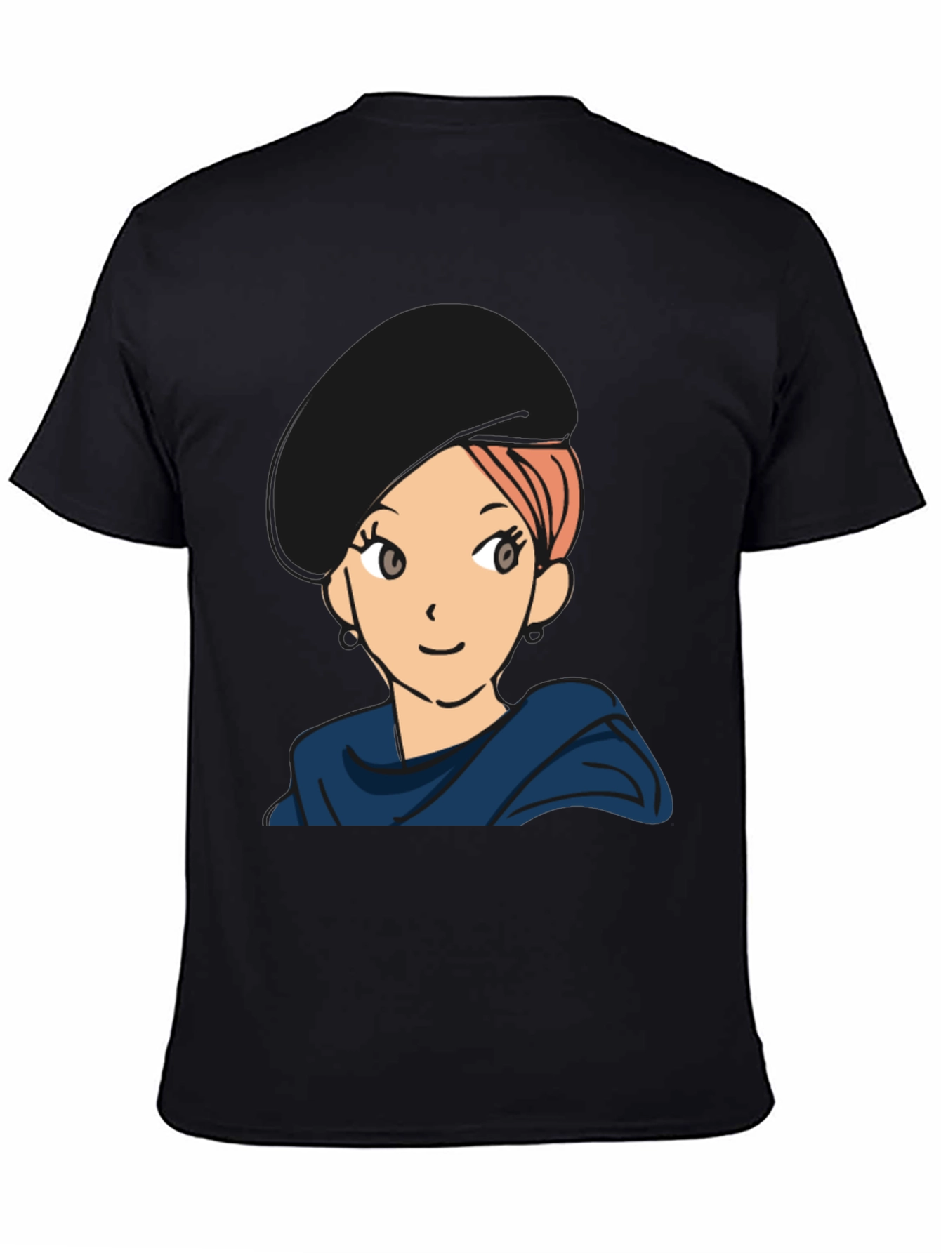 Black Anime Girl Graphic T-Shirt - Casual Black Tee view 4