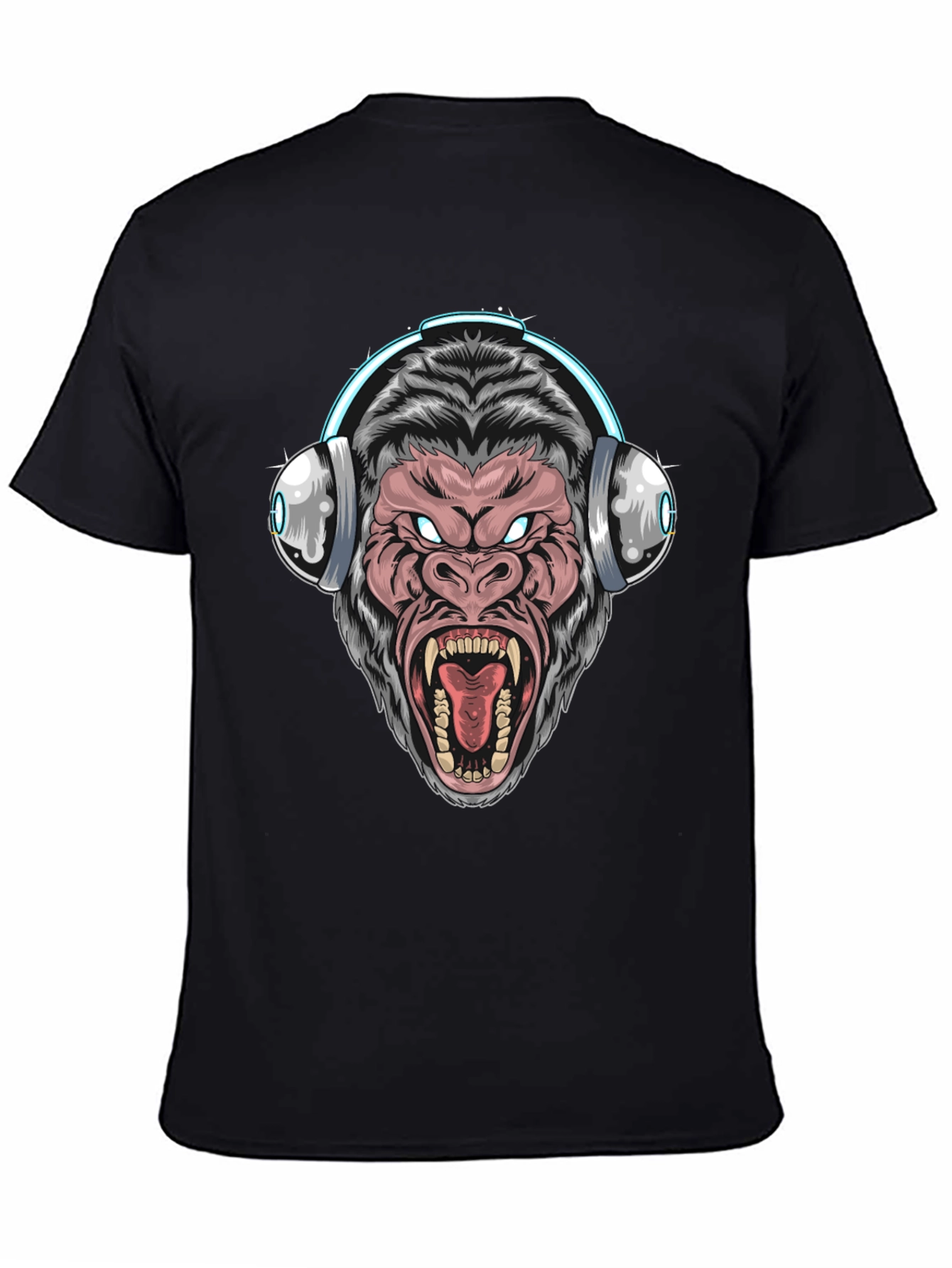 Black Cool Gorilla DJ T-Shirt - Black view 4
