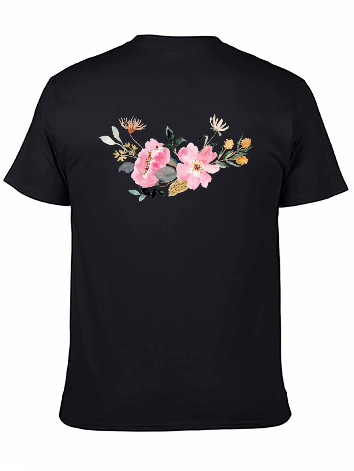 Black Floral Print Black T-Shirt view 4