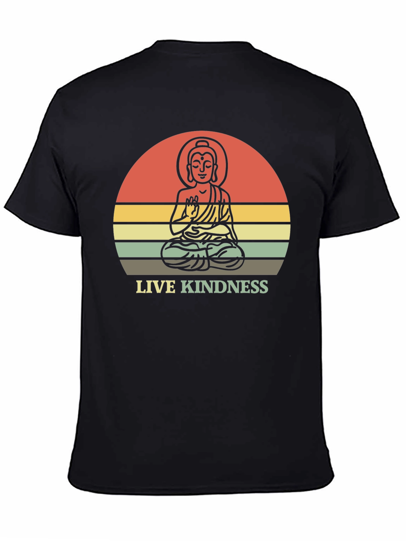 Black Live Kindness Buddha Graphic T-Shirt view 4