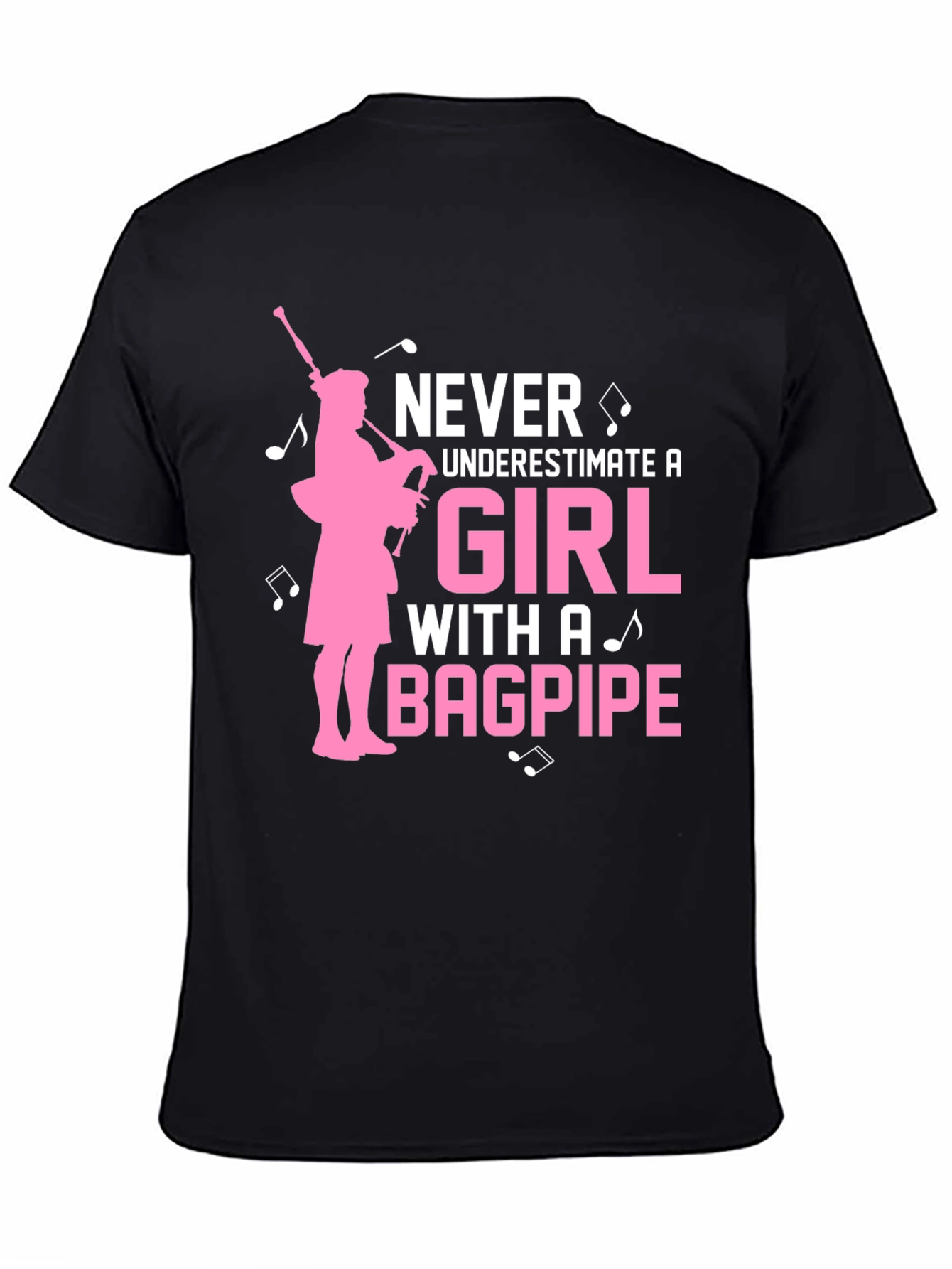 Black Never Underestimate a Girl With a Bagpipe T-Shirt view 4