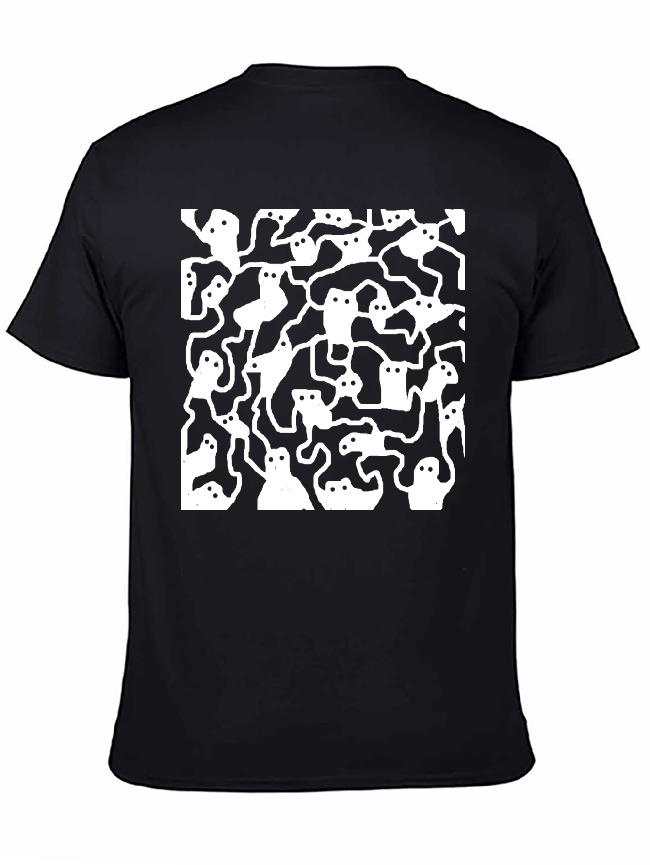 Black Ghost Pattern Black T-Shirt view 4