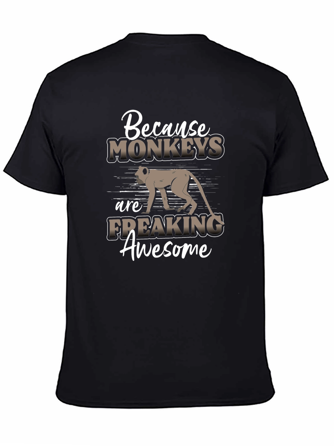 Black Monkey Lover T-Shirt - Because Monkeys Are Freaking Awesome view 4