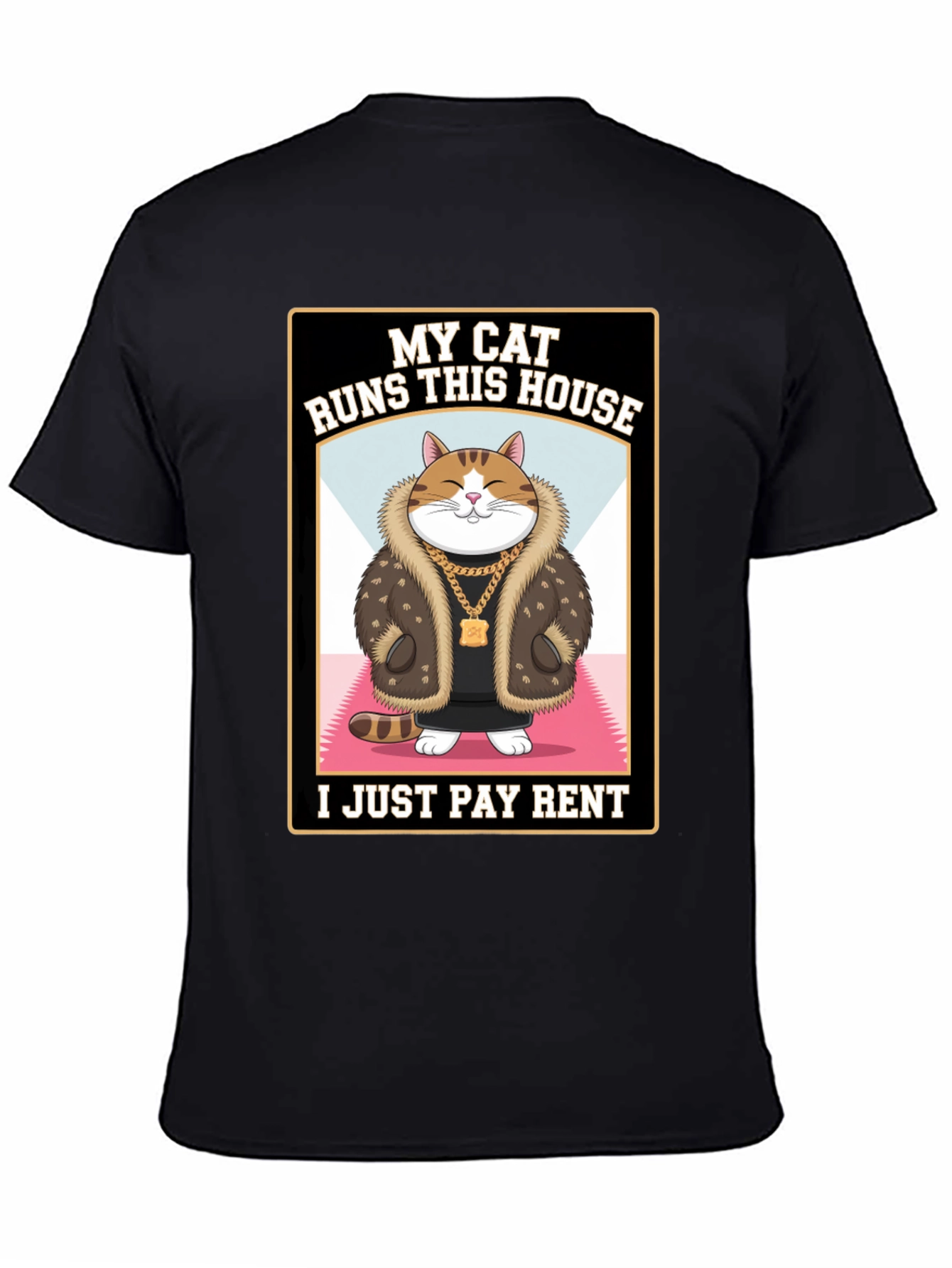 Black My Cat Runs This House T-Shirt Funny Cat Lover view 4