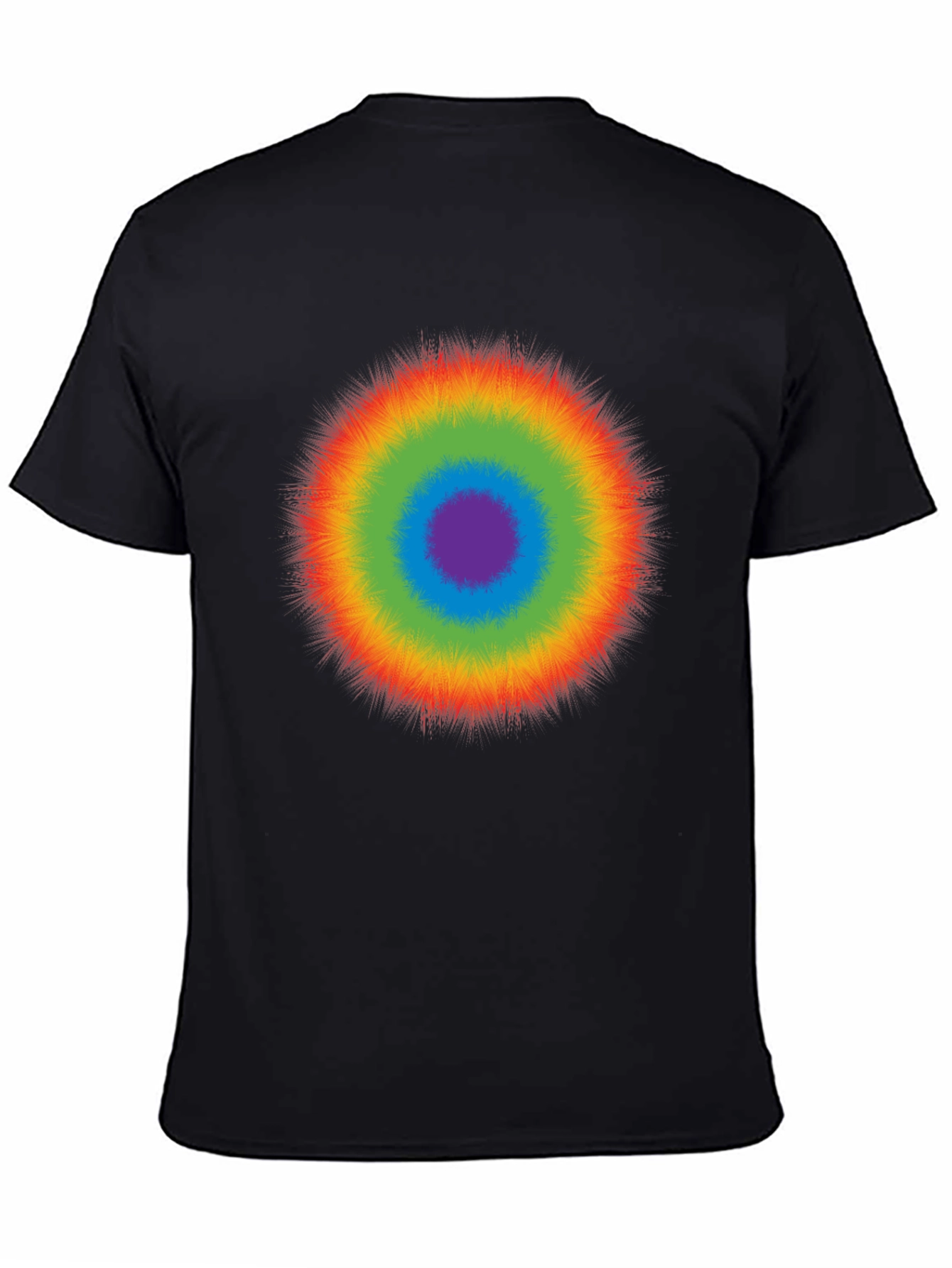 Black Rainbow Burst Graphic T-Shirt - Casual Cotton Tee view 4
