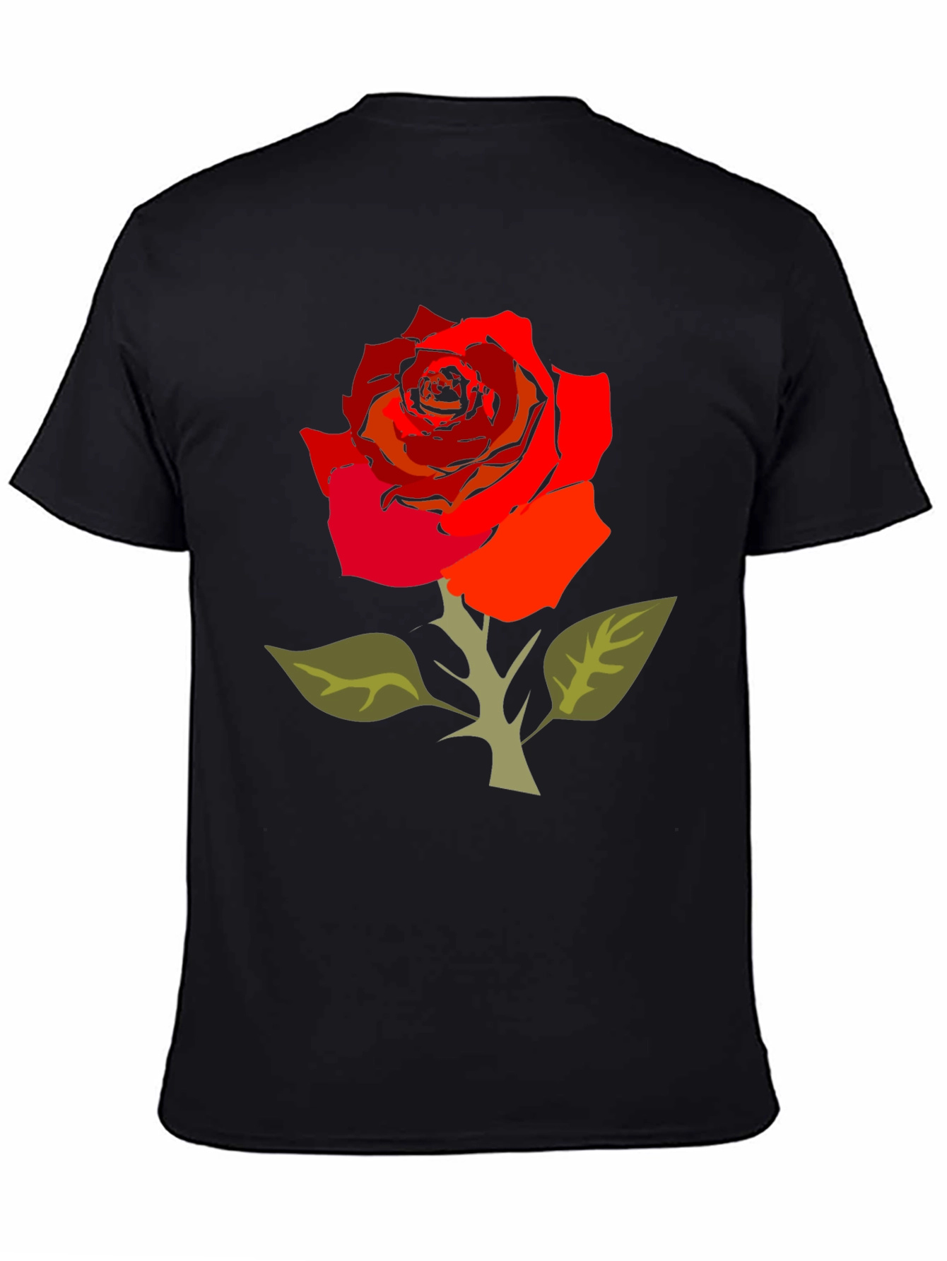 Black Bold Rose Graphic Tee - Black Cotton Blend view 4