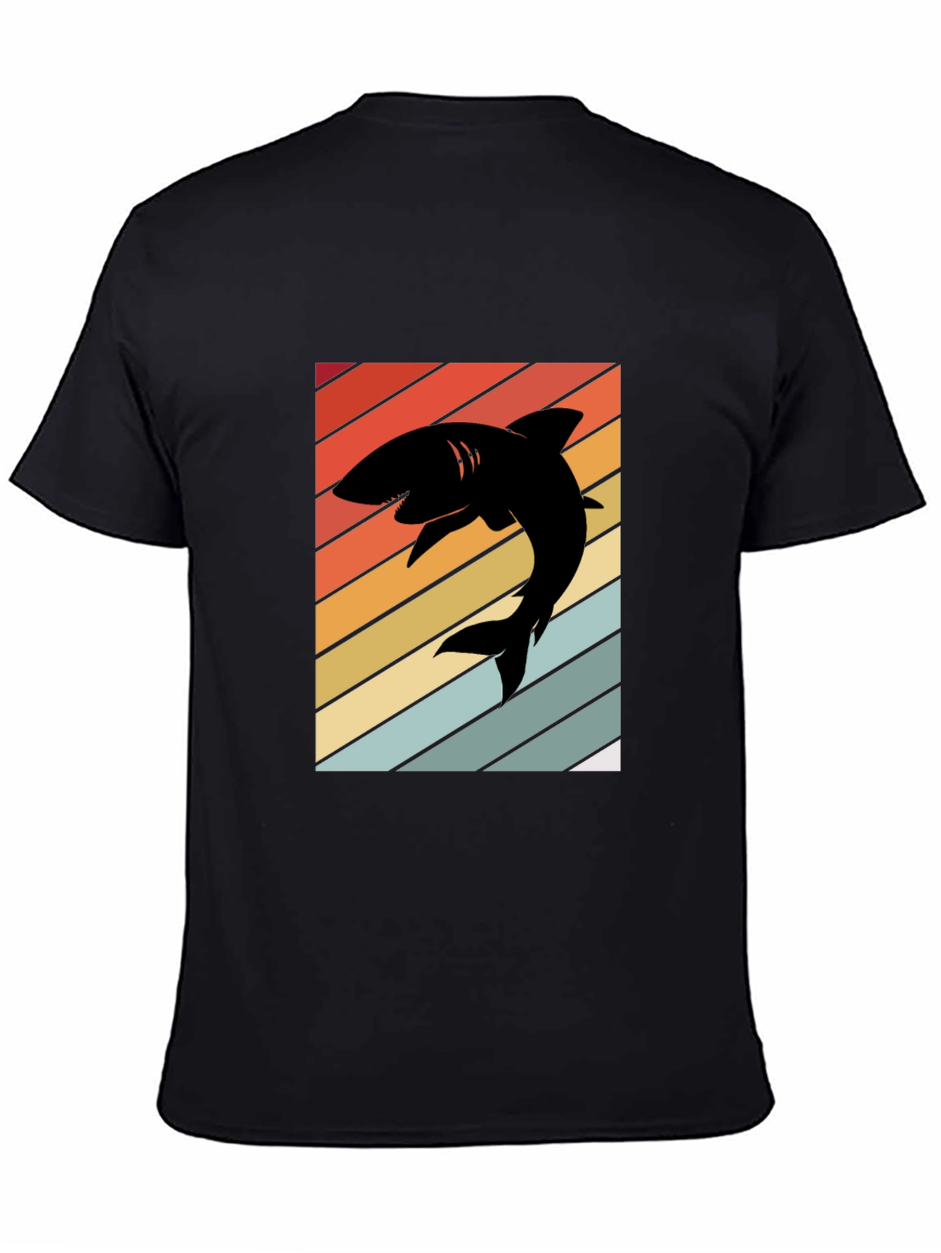 Black Retro Shark Silhouette T-Shirt view 4