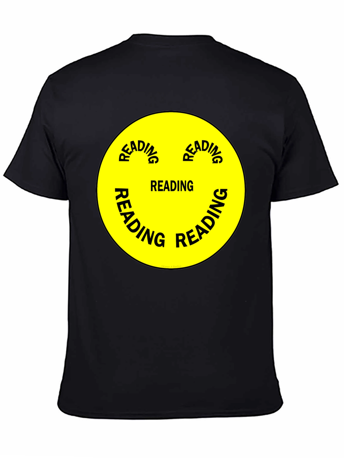 Black Reading Smiley Face Graphic T-Shirt view 4